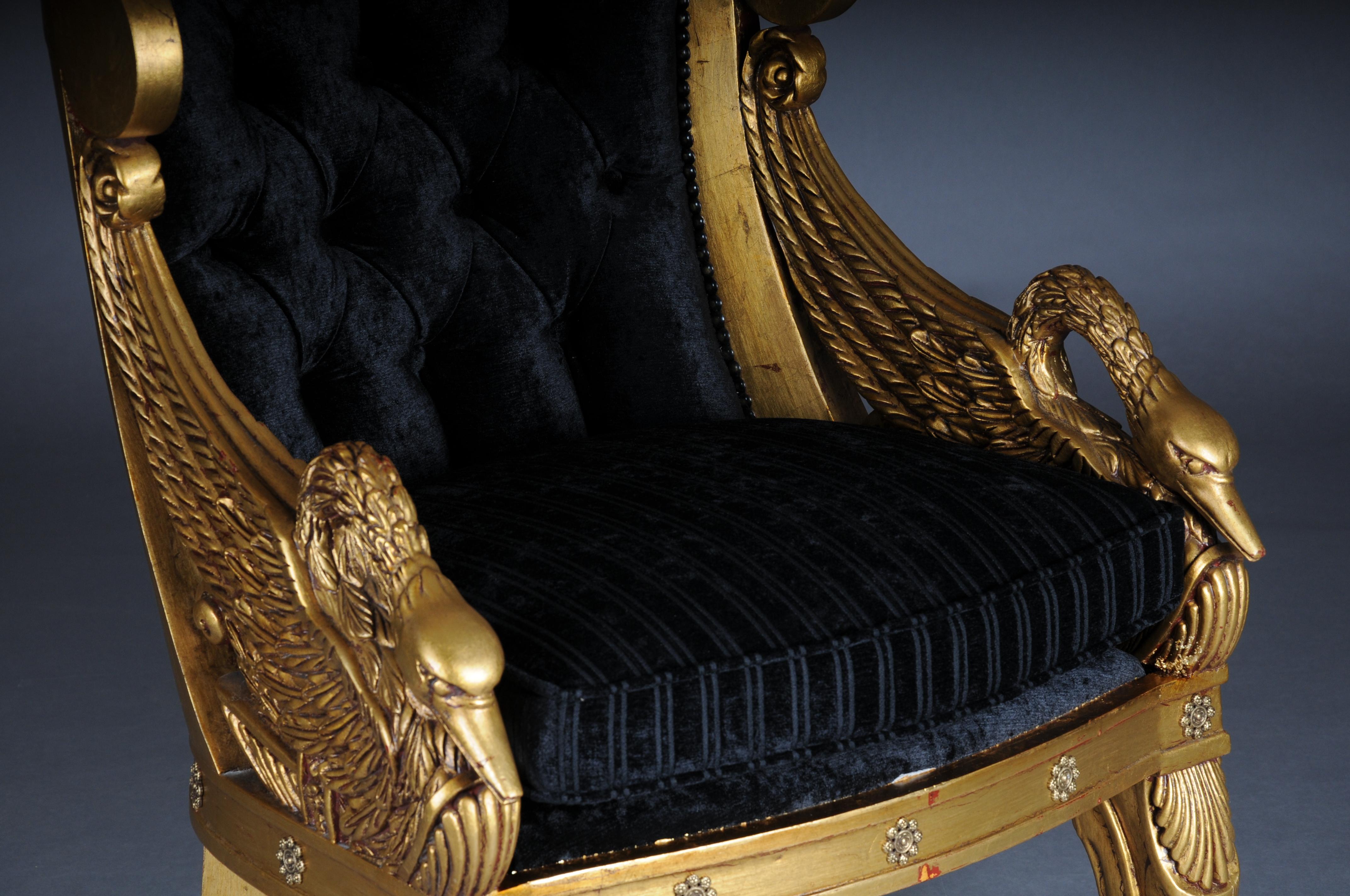 Siglo XX Magnífica Silla/Bergere Cisne Imperio, dorada en Bueno estado para la venta en Berlin, DE