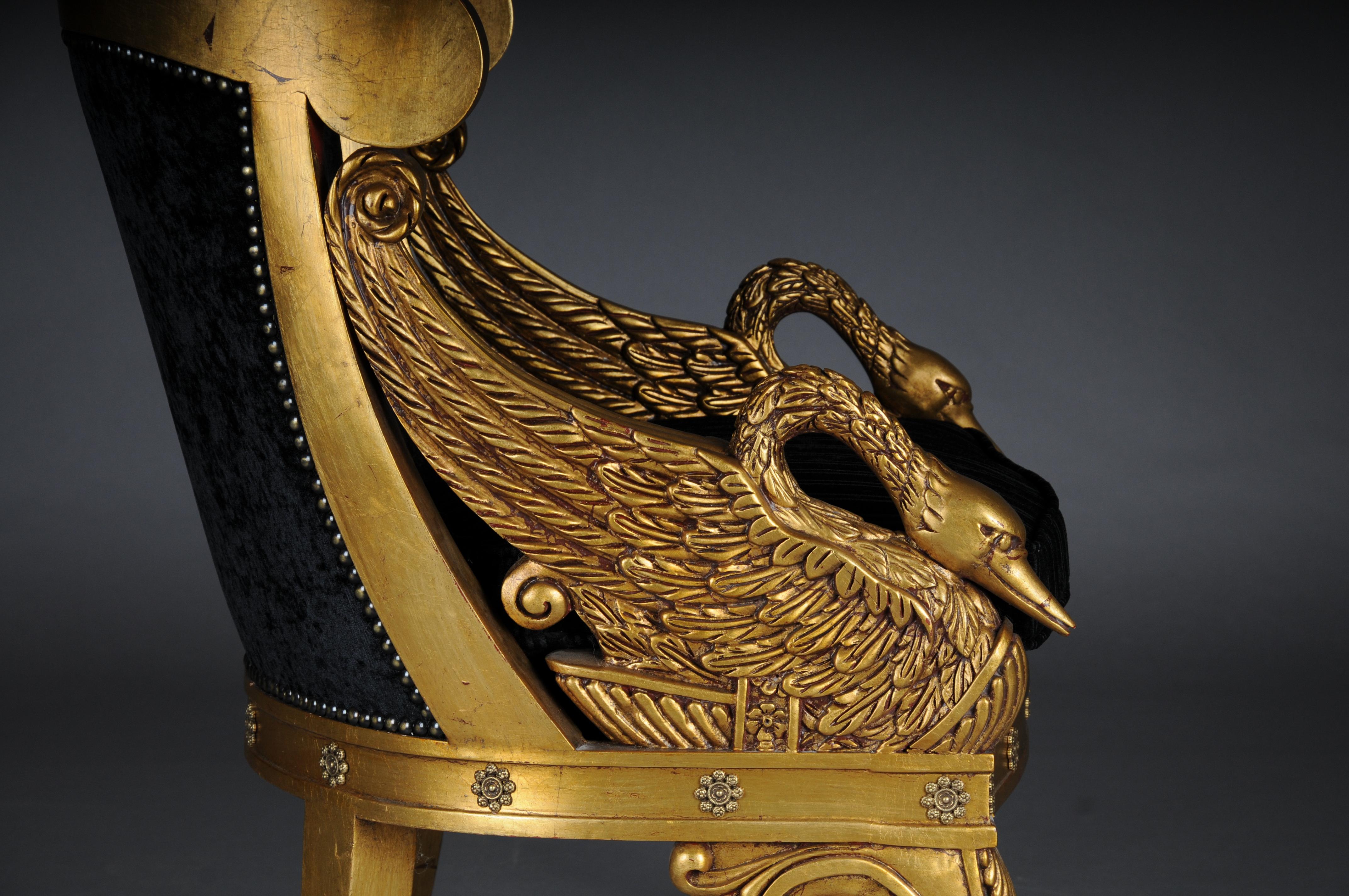 Siglo XX Magnífica Silla/Bergere Cisne Imperio, dorada Bronce en venta