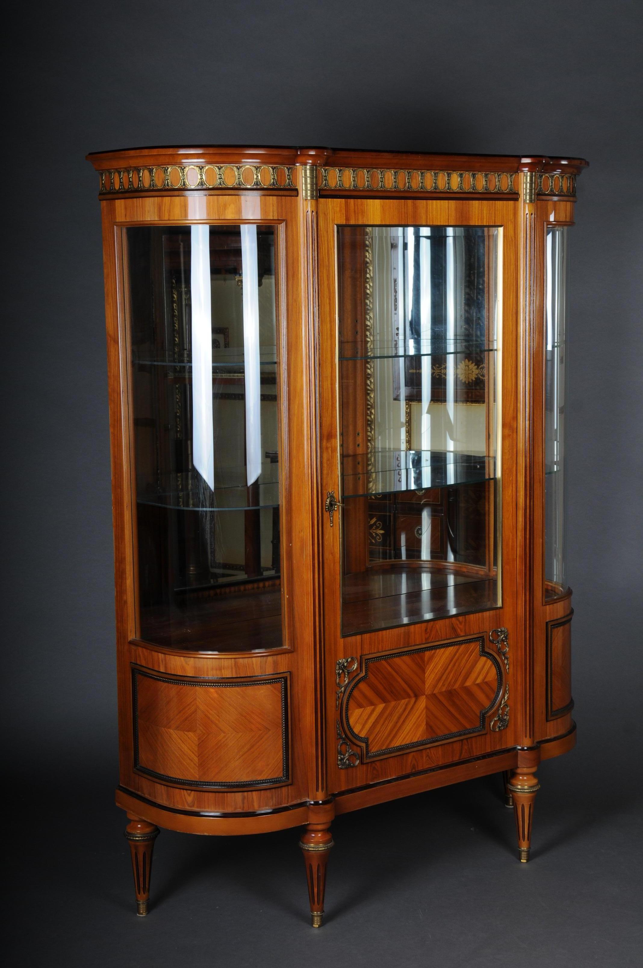 Tulipwood 20th Century Magnificent French Louis XVI Style Display Cabinet For Sale