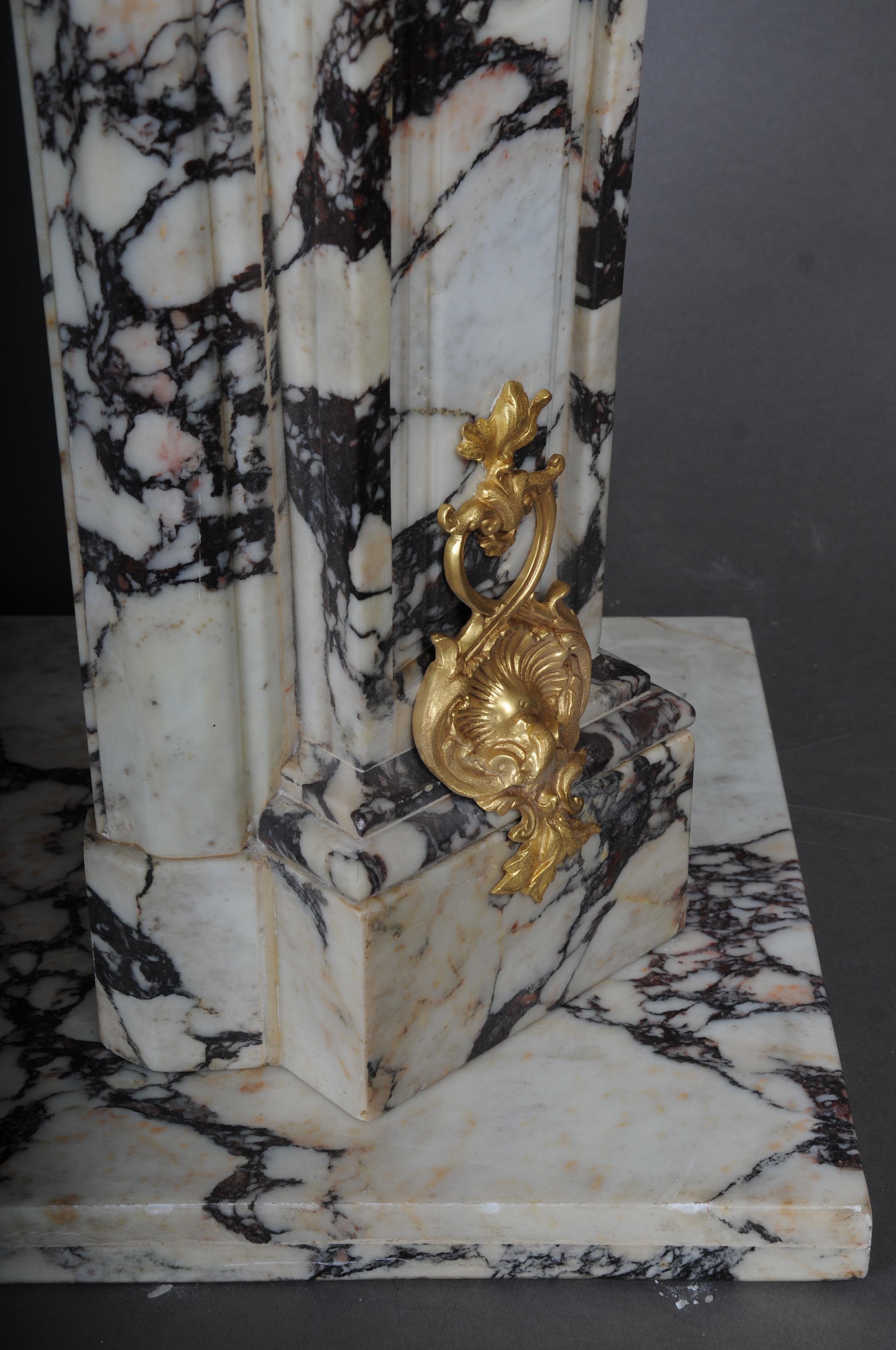 20th Century Magnificent French marble fireplace with gilded bronze. For Sale 9