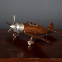 20th Century Mahogany & Aluminium Model of a Spitfire Fighter Airplane, c.1950
