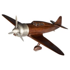 20th Century Mahogany & Aluminium Model of a Spitfire Fighter Airplane, c.1950