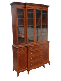 20th Century Mahogany Breakfront Bookcase