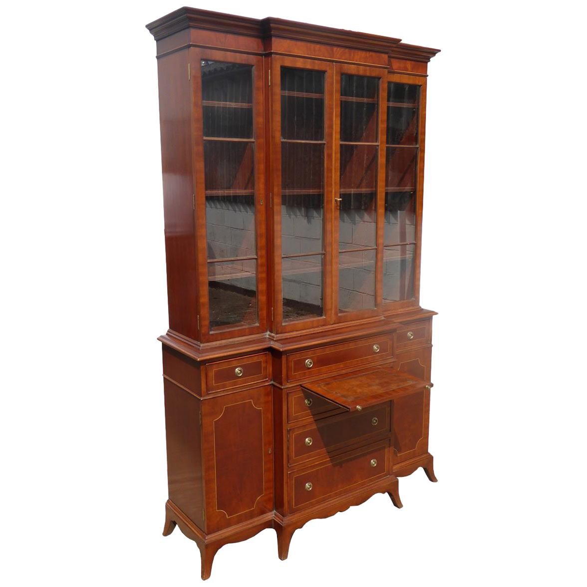 20th Century Mahogany Breakfront Bookcase