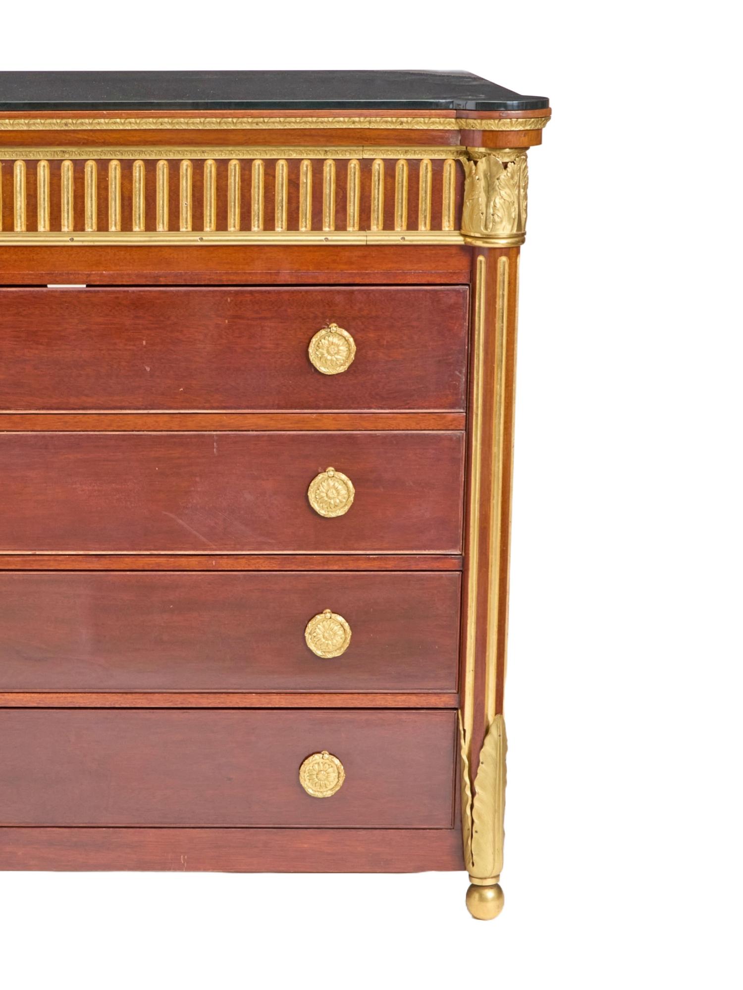 Brass 20th Century Mahogany Bronze Mounted Credenzas Cabinet / Smoke Glass Top For Sale