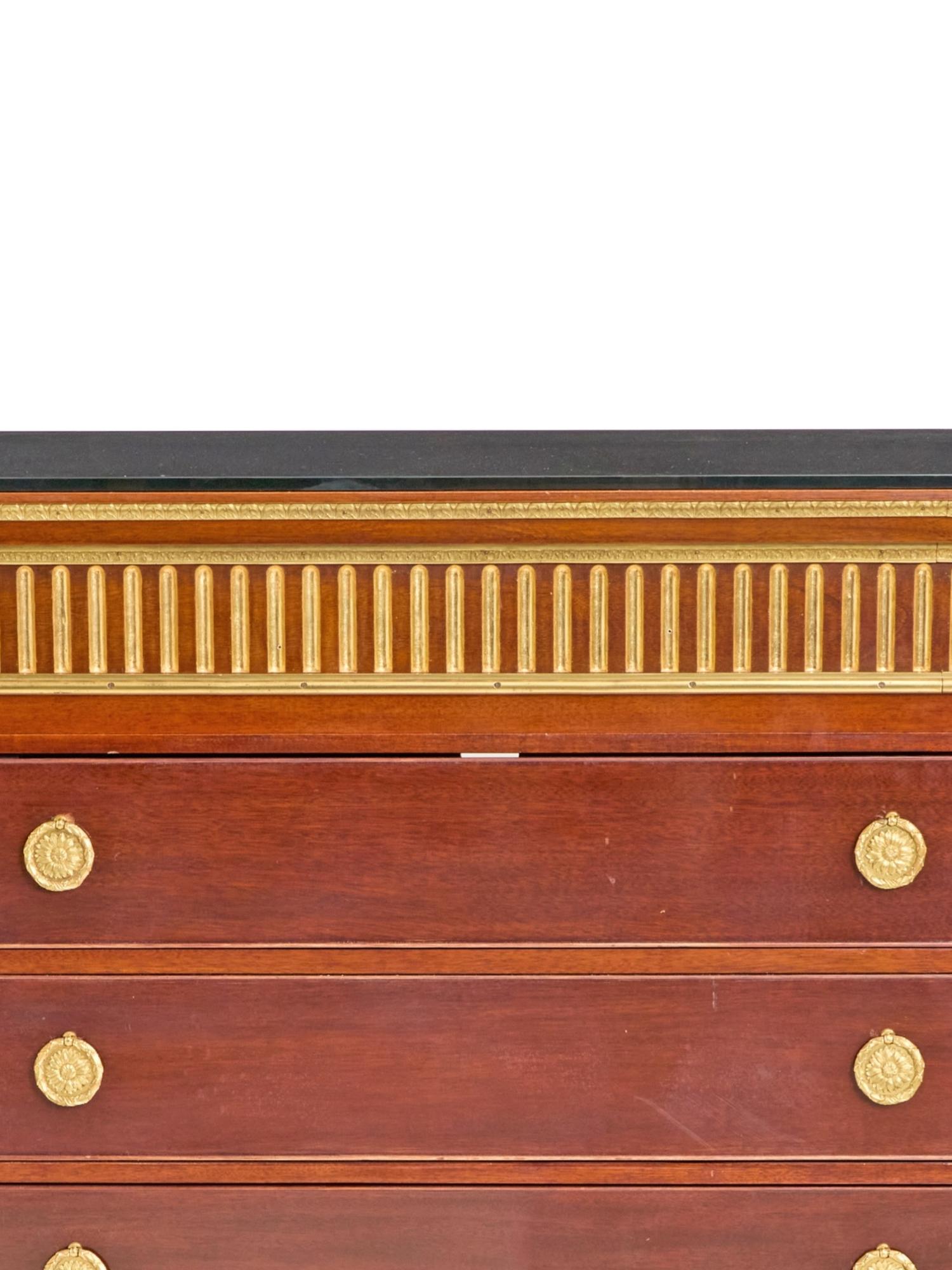 20th Century Mahogany Bronze Mounted Credenzas Cabinet / Smoke Glass Top For Sale 1