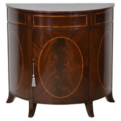 20th Century Mahogany Demilune Drinks Cabinet with Tulipwood and Yew Wood Inlay 