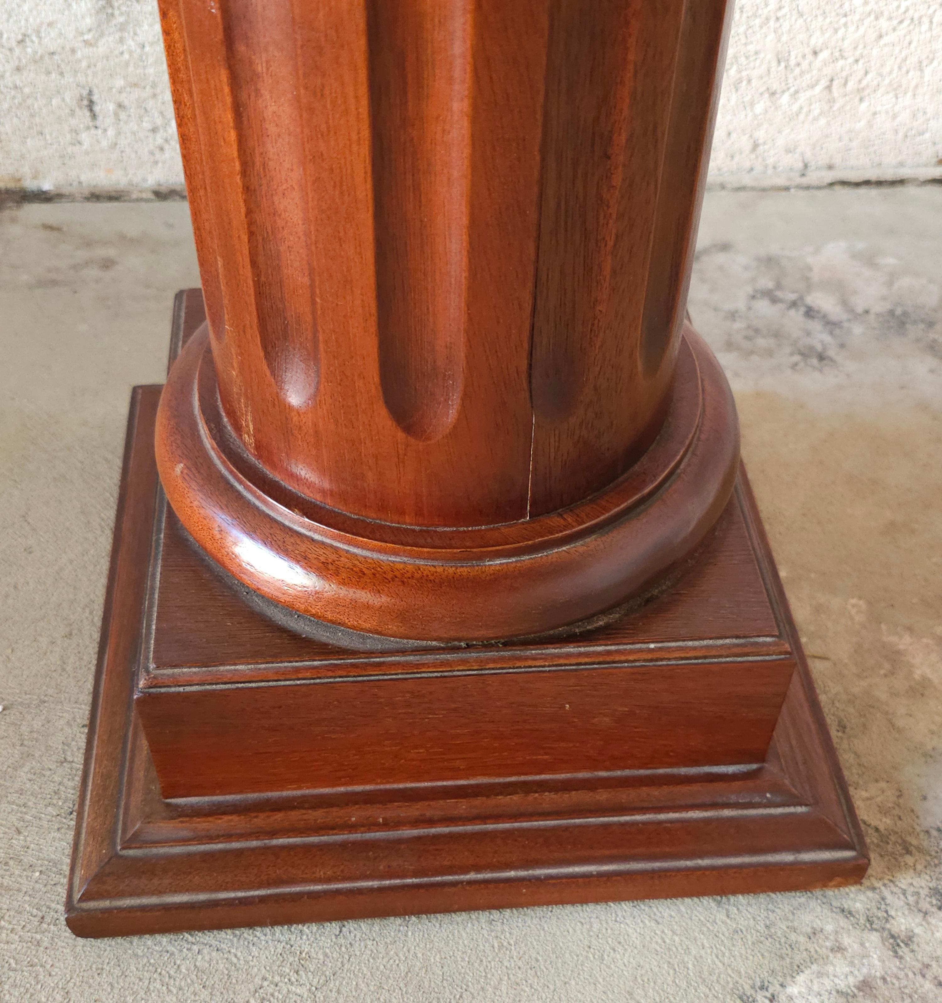 Carved 20th Century Mahogany Ionic Order Style Column-Form Pedestal For Sale