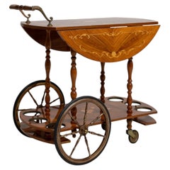 20th Century Mahogany Italian Burlwood Marquetry Bar Cart by Sorrento