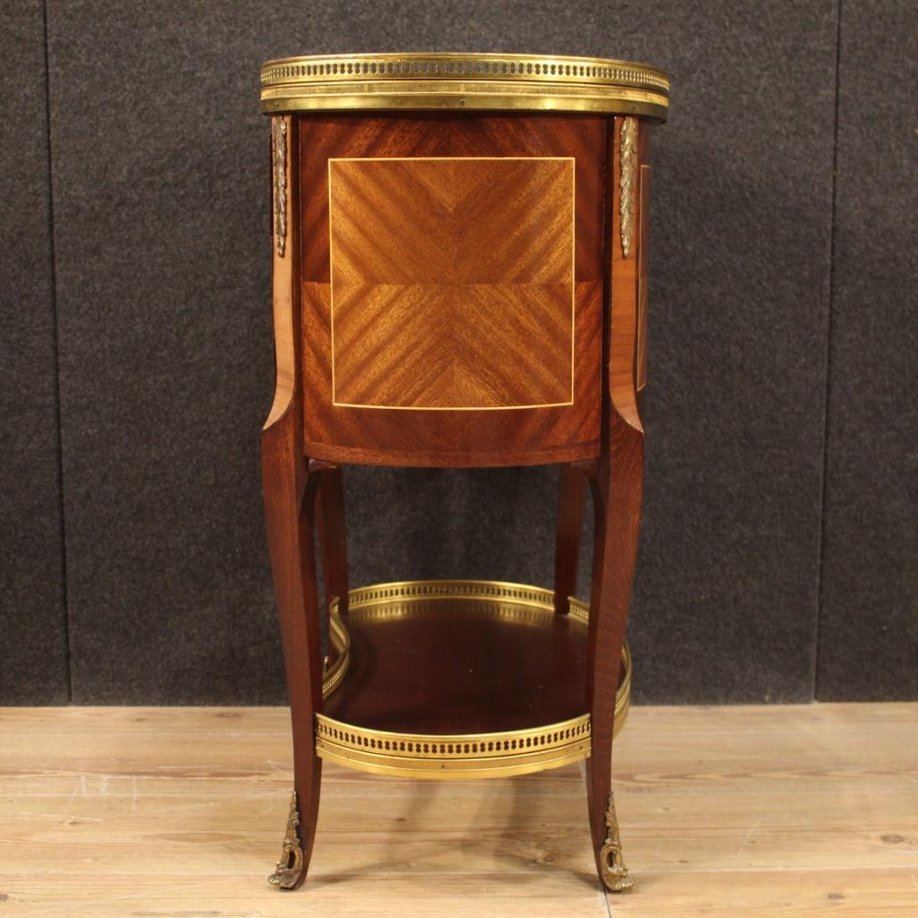 20th Century Mahogany, Maple, Fruitwood and Marble-Top French Side Table, 1960s For Sale 6
