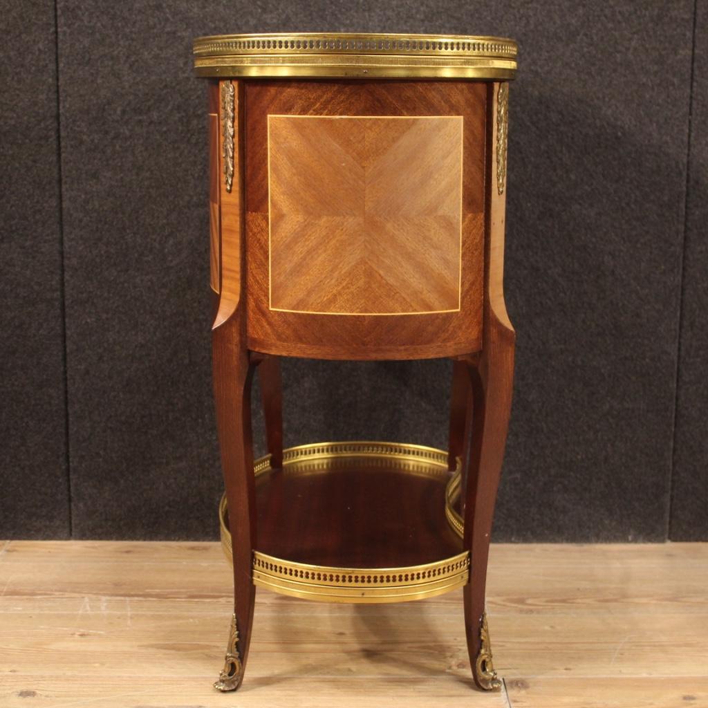 20th Century Mahogany, Maple, Fruitwood and Marble-Top French Side Table, 1960s For Sale 4