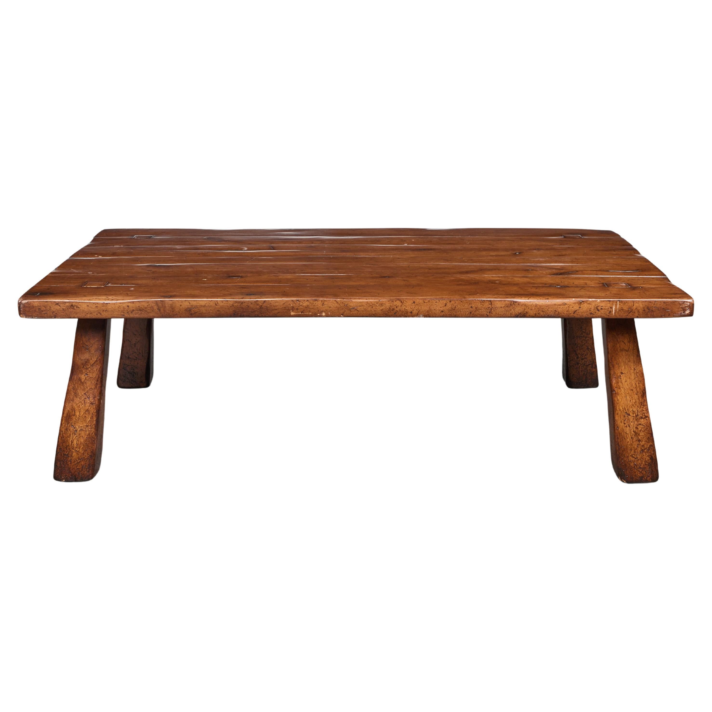 20th Century Mahogany Plank-Top Coffee Table For Sale