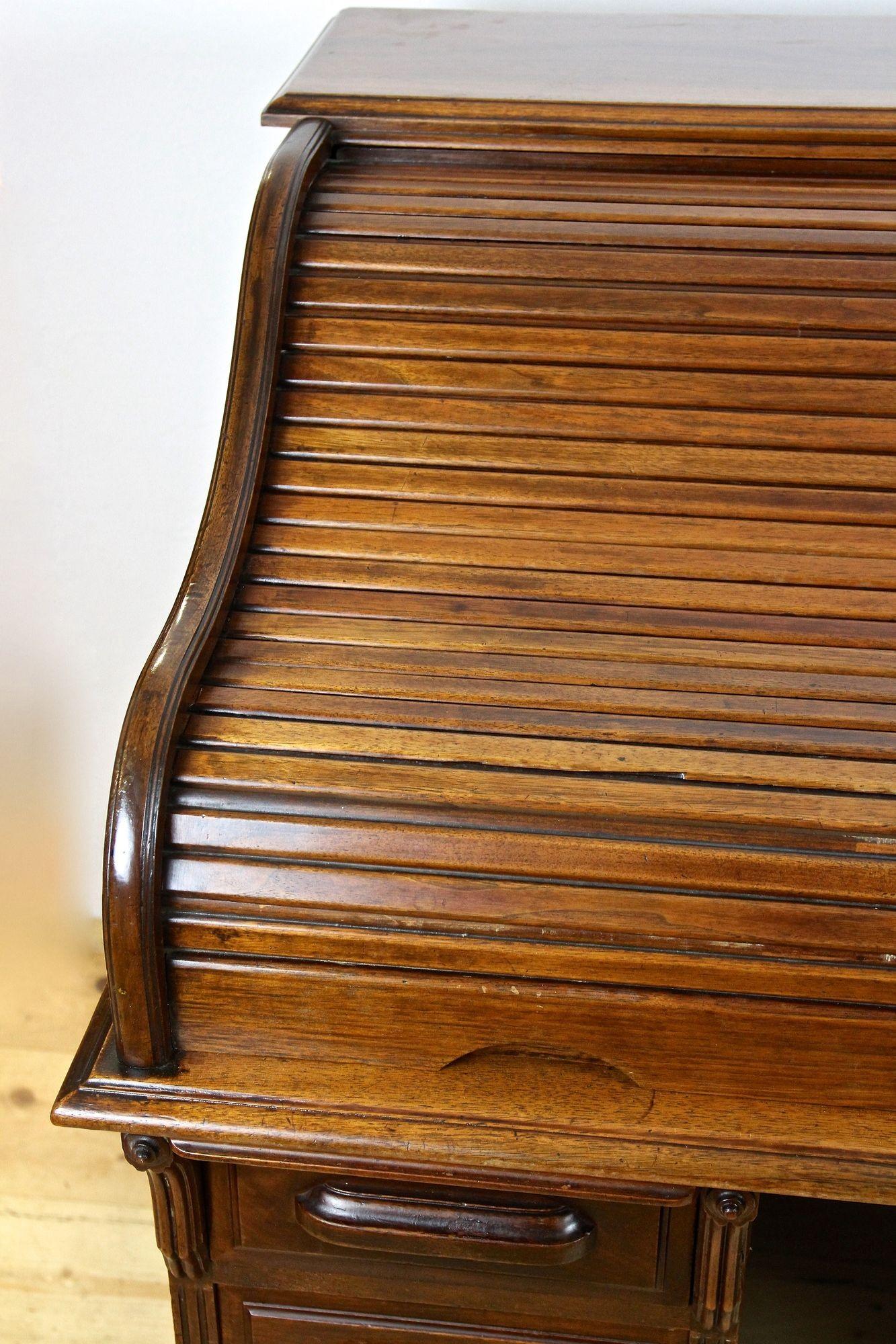 20th Century Mahogany Roll Top Writing Desk, Freestanding, England, circa 1920 7