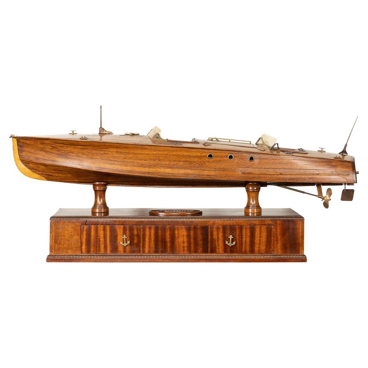 20th Century Mahogany & Rosewood Speed Boat Made in the State Prison, c.1930