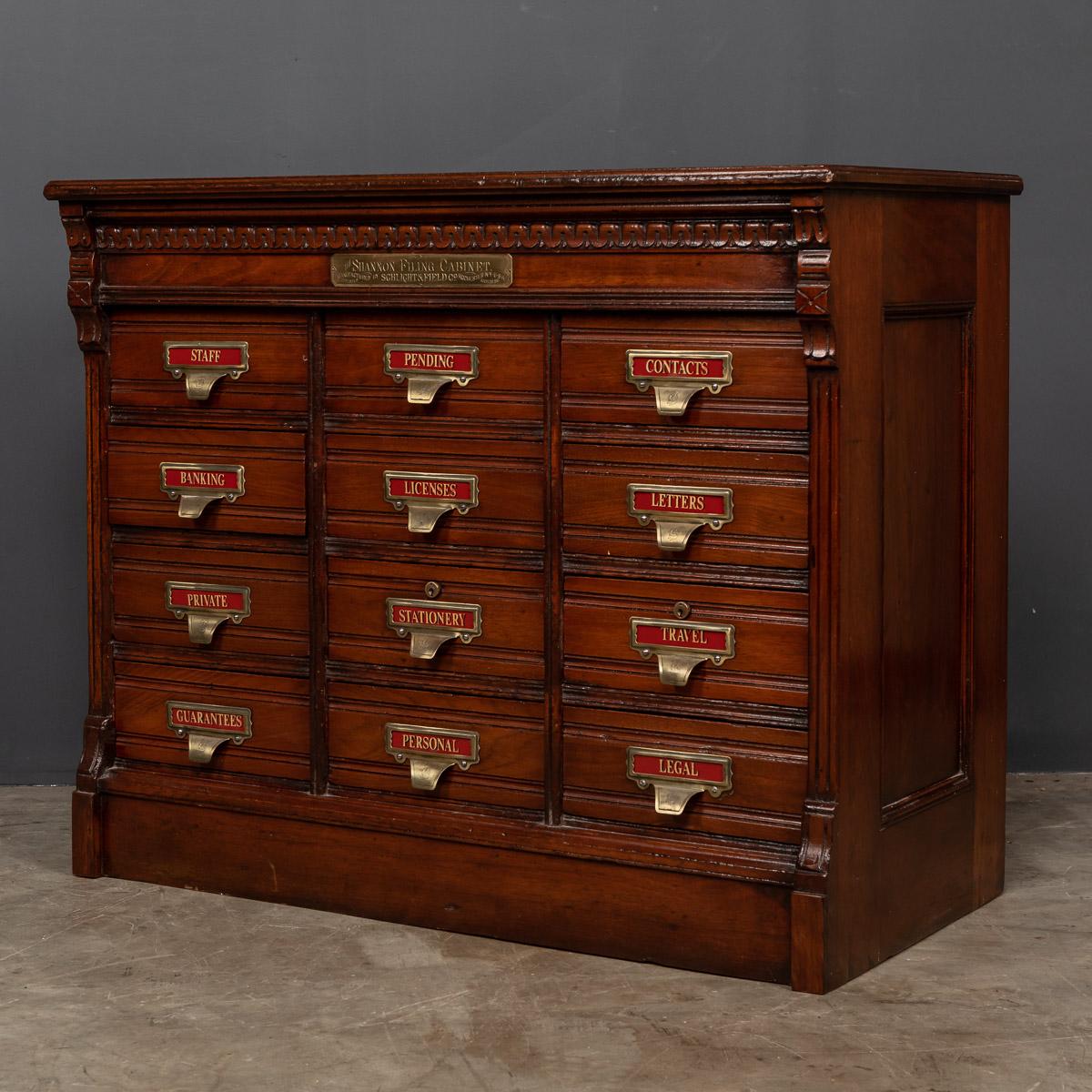 American 20th Century Mahogany Shannon Filing Cabinet with Twelve Drawers, 1920s
