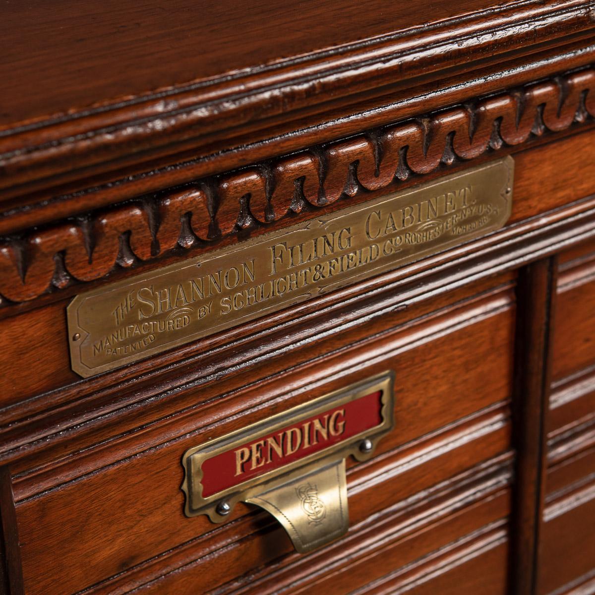 20th Century Mahogany Shannon Filing Cabinet with Twelve Drawers, 1920s In Good Condition In Royal Tunbridge Wells, Kent