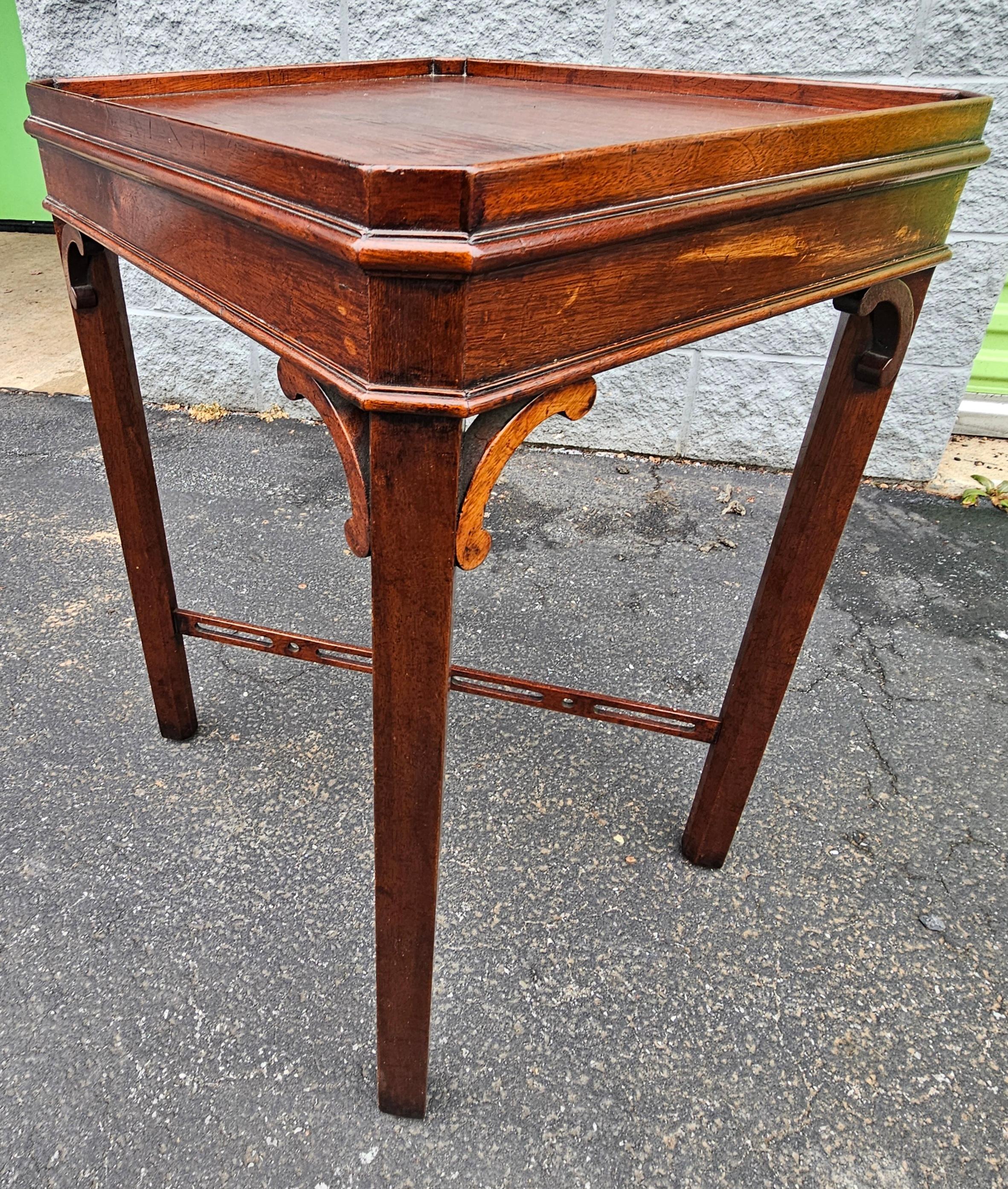 20th Century Mahogany Stretcher Galleried Side Table For Sale 3