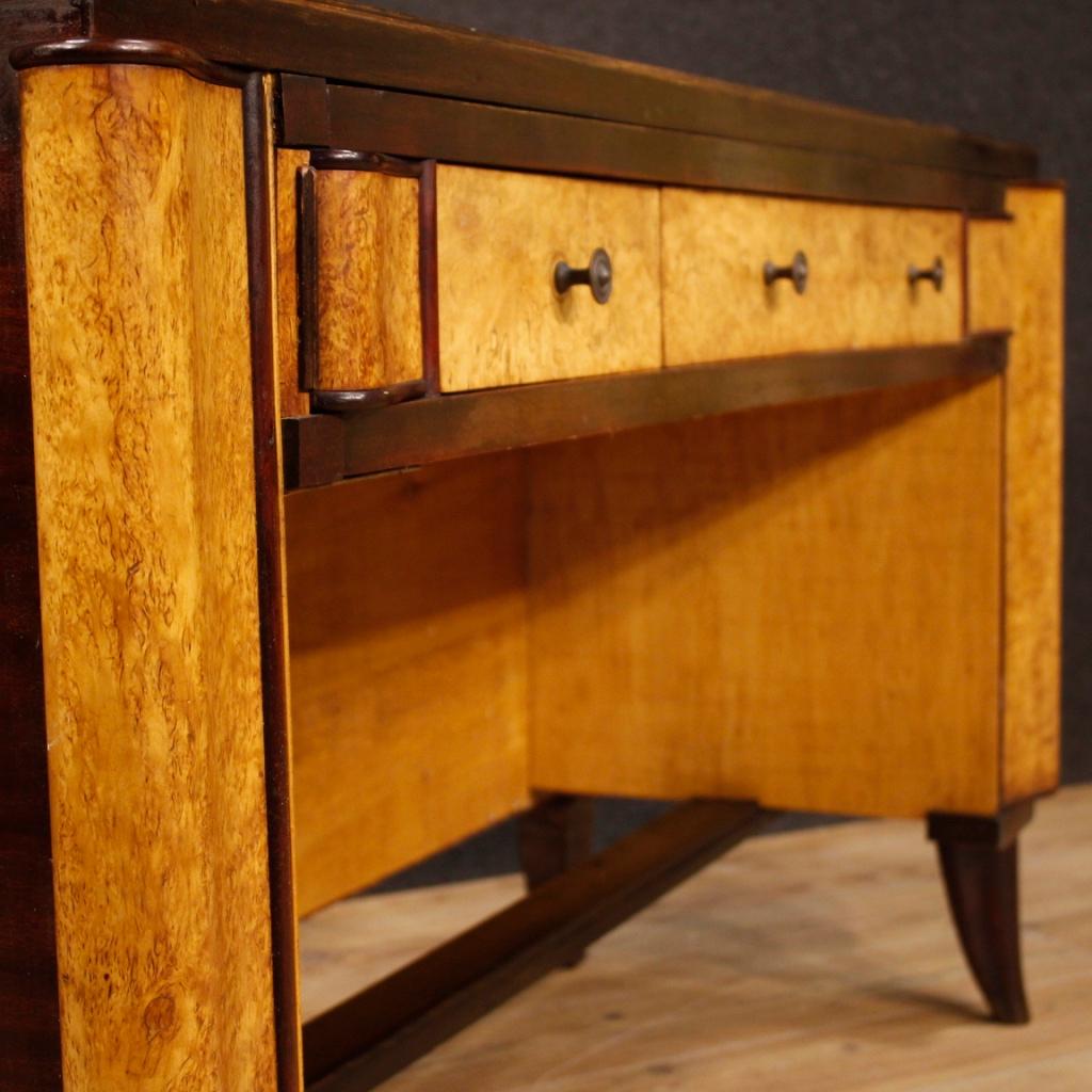 20th Century Mahogany, Tuja Burl, Beech, Fruitwood Italian Art Deco Style Desk 8