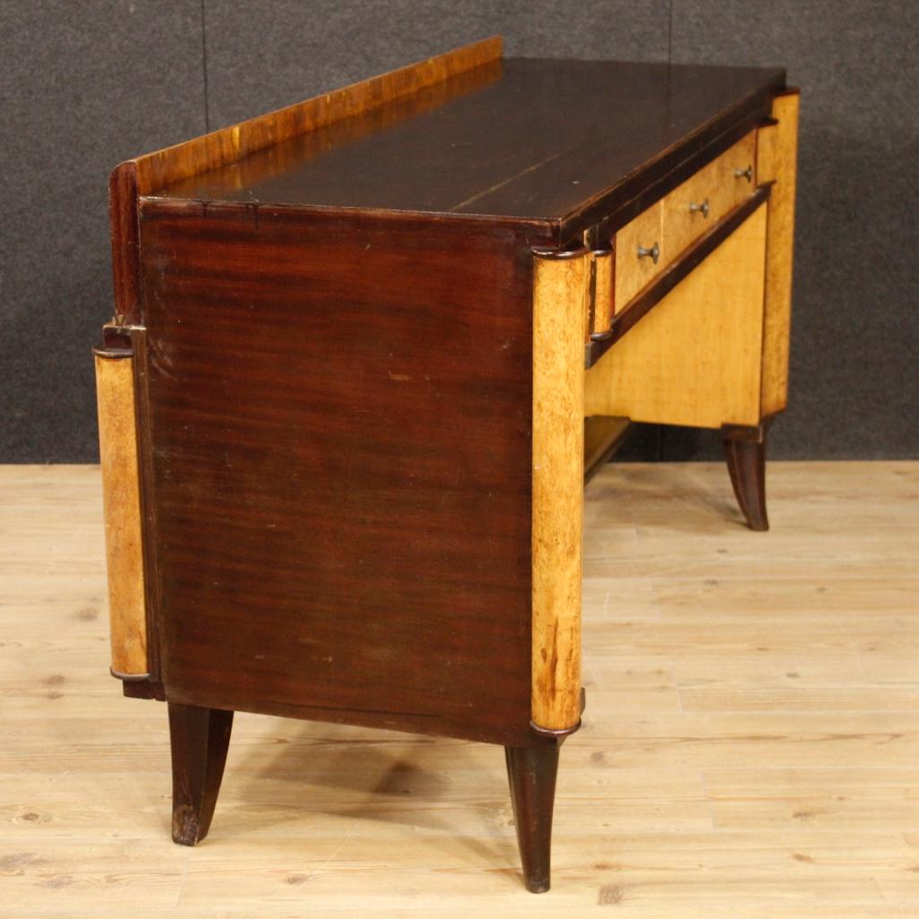 20th Century Mahogany, Tuja Burl, Beech, Fruitwood Italian Art Deco Style Desk 2