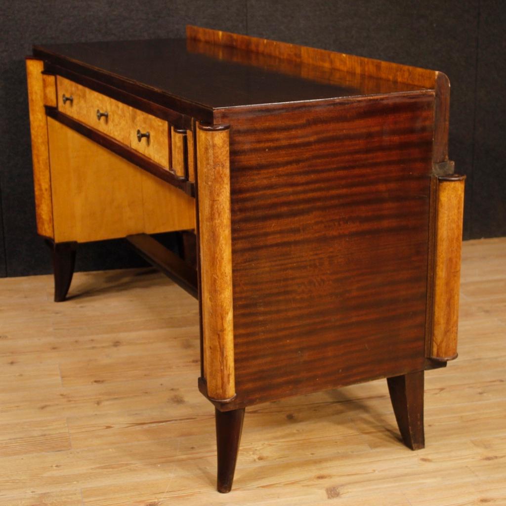 20th Century Mahogany, Tuja Burl, Beech, Fruitwood Italian Art Deco Style Desk 5