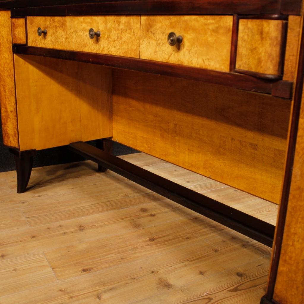 20th Century Mahogany, Tuja Burl, Beech, Fruitwood Italian Art Deco Style Desk 6