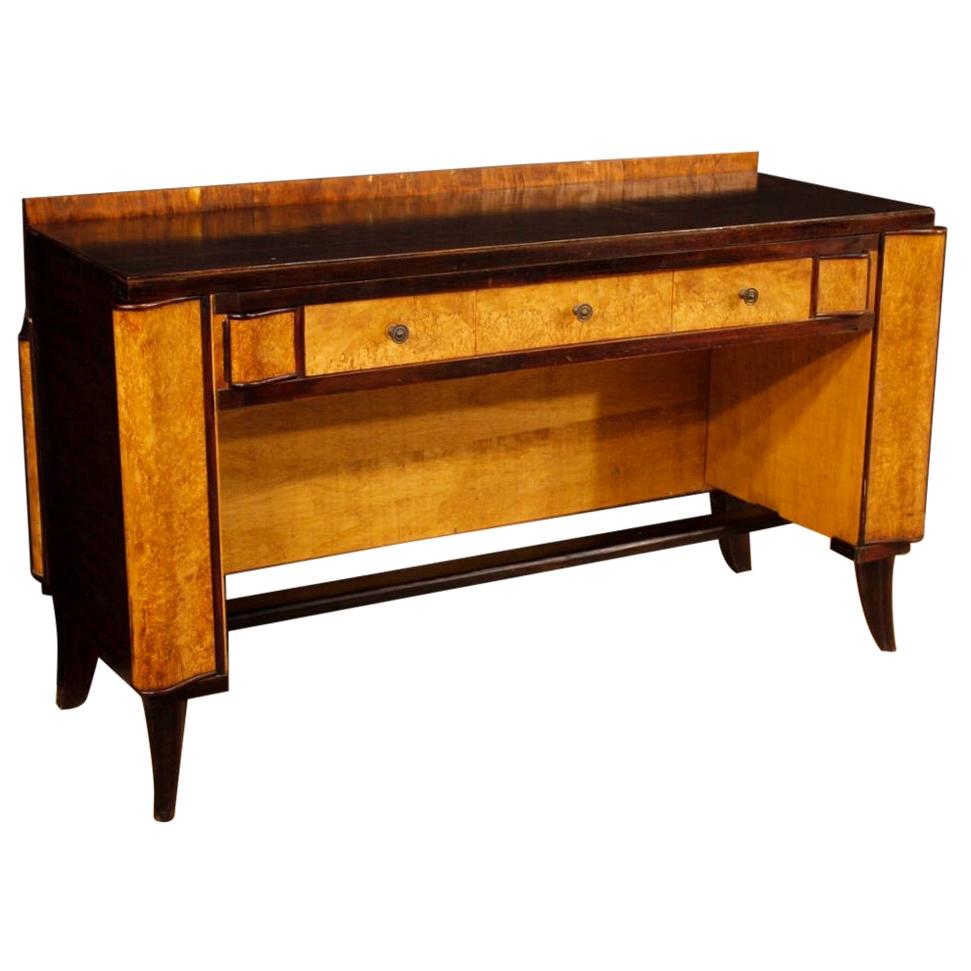 20th Century Mahogany, Tuja Burl, Beech, Fruitwood Italian Art Deco Style Desk