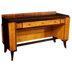 20th Century Mahogany, Tuja Burl, Beech, Fruitwood Italian Art Deco Style Desk