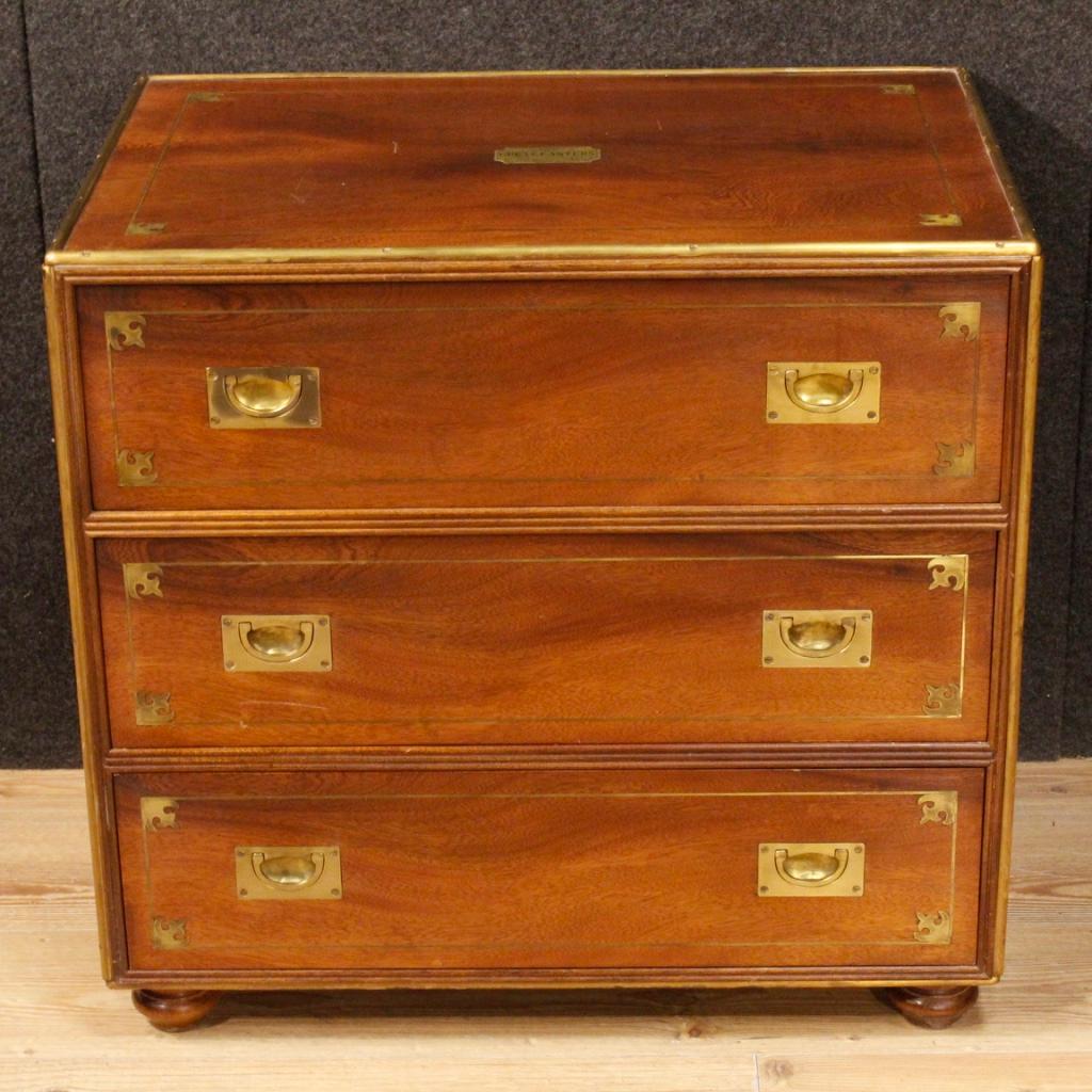 20th Century Mahogany Wood 3 Drawers English Commode, 1960 In Good Condition In Vicoforte, Piedmont
