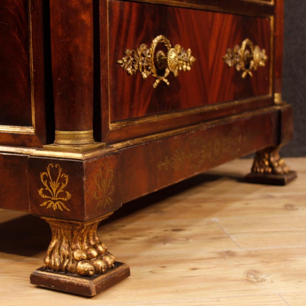 Brass 20th Century Mahogany Wood French Empire Style Dresser, 1970