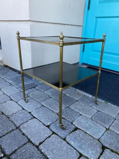 20th Century Maison Baguès Style Wood and Brass Two-Tier Side Table