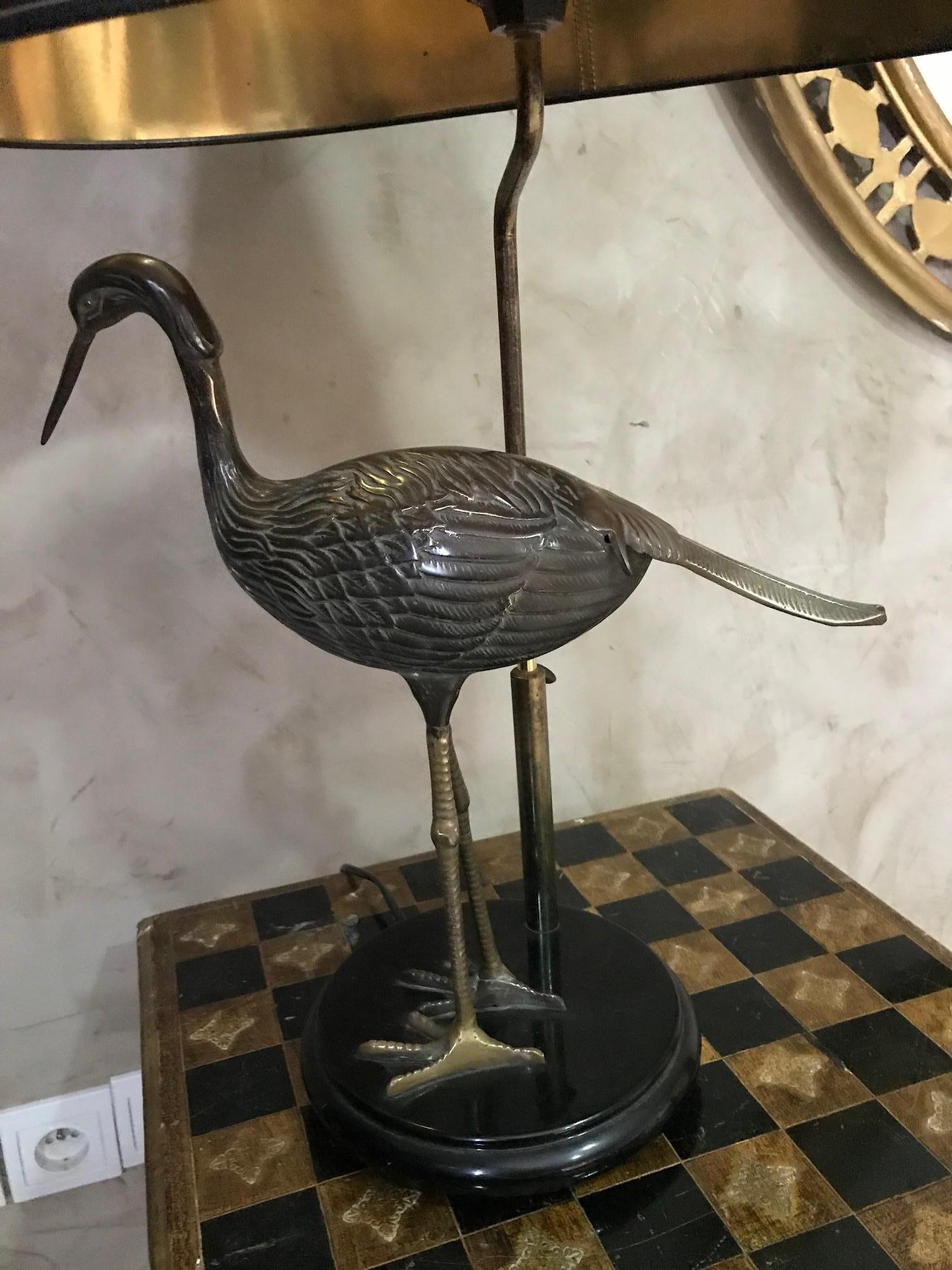 20th Century Maison Charles Gilted Brass Heron Table Lamp, 1960s For Sale 9