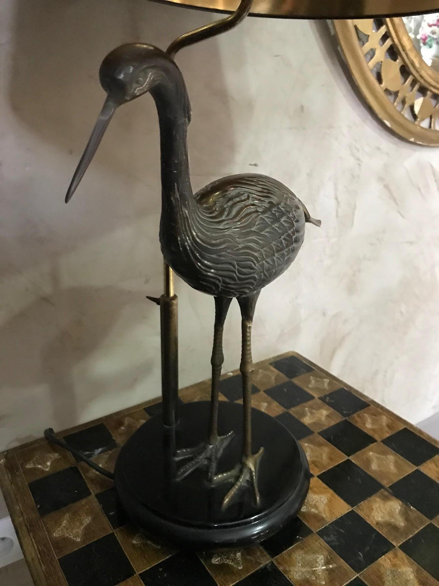 20th Century Maison Charles Gilted Brass Heron Table Lamp, 1960s For Sale 2