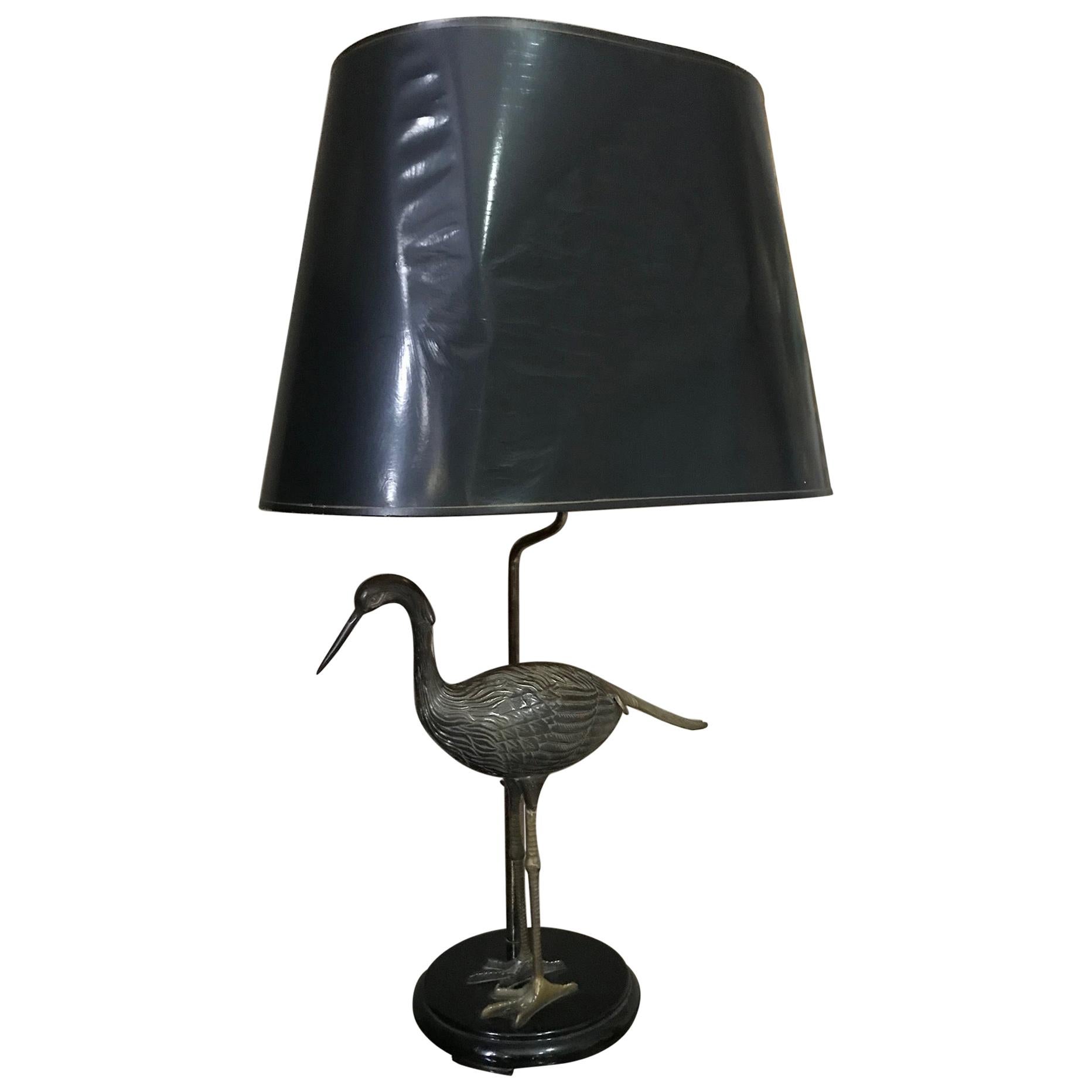 20th Century Maison Charles Gilted Brass Heron Table Lamp, 1960s