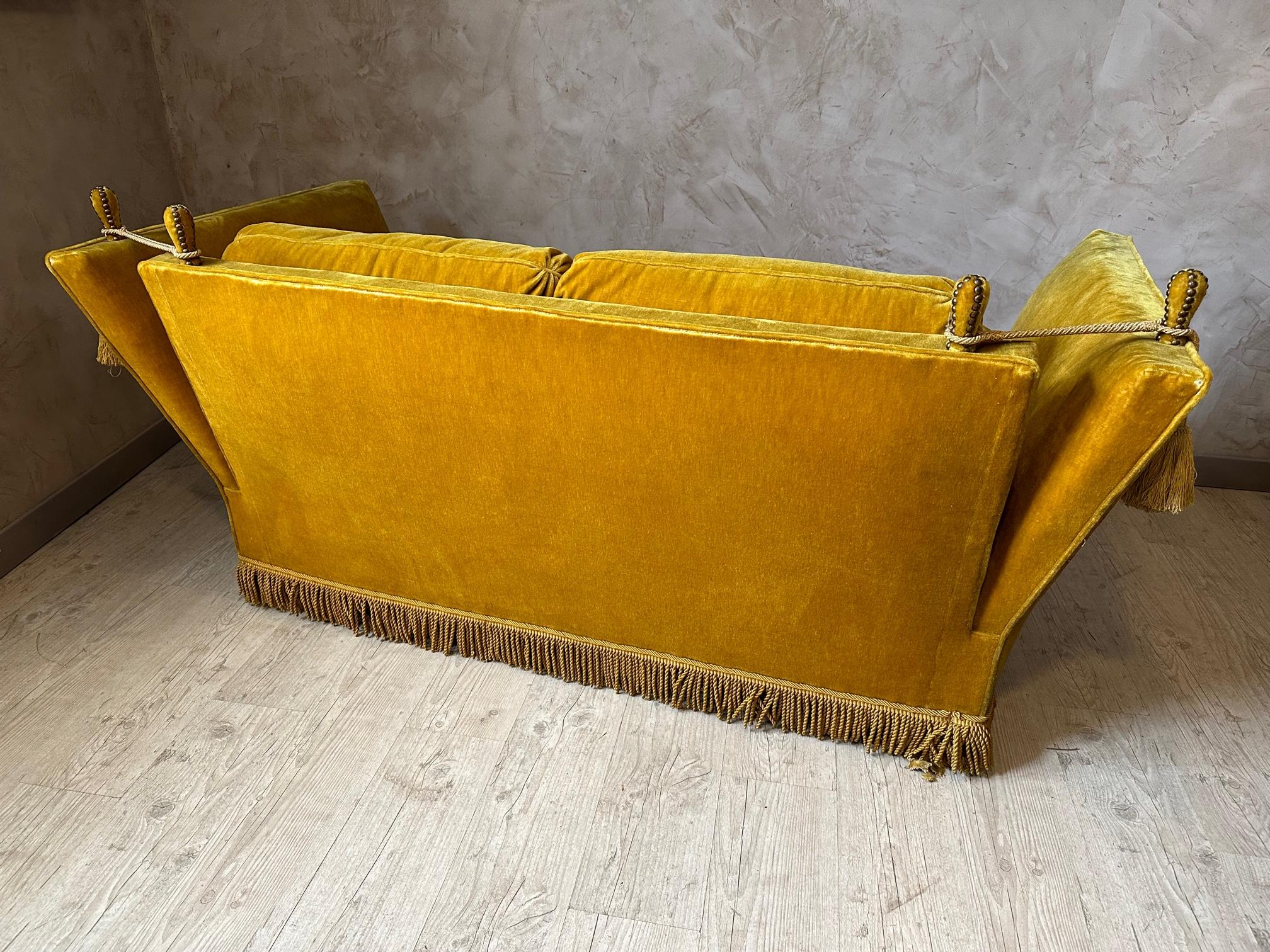 French 20th century Maison Jansen Golden Velvet Sofa, 1960s