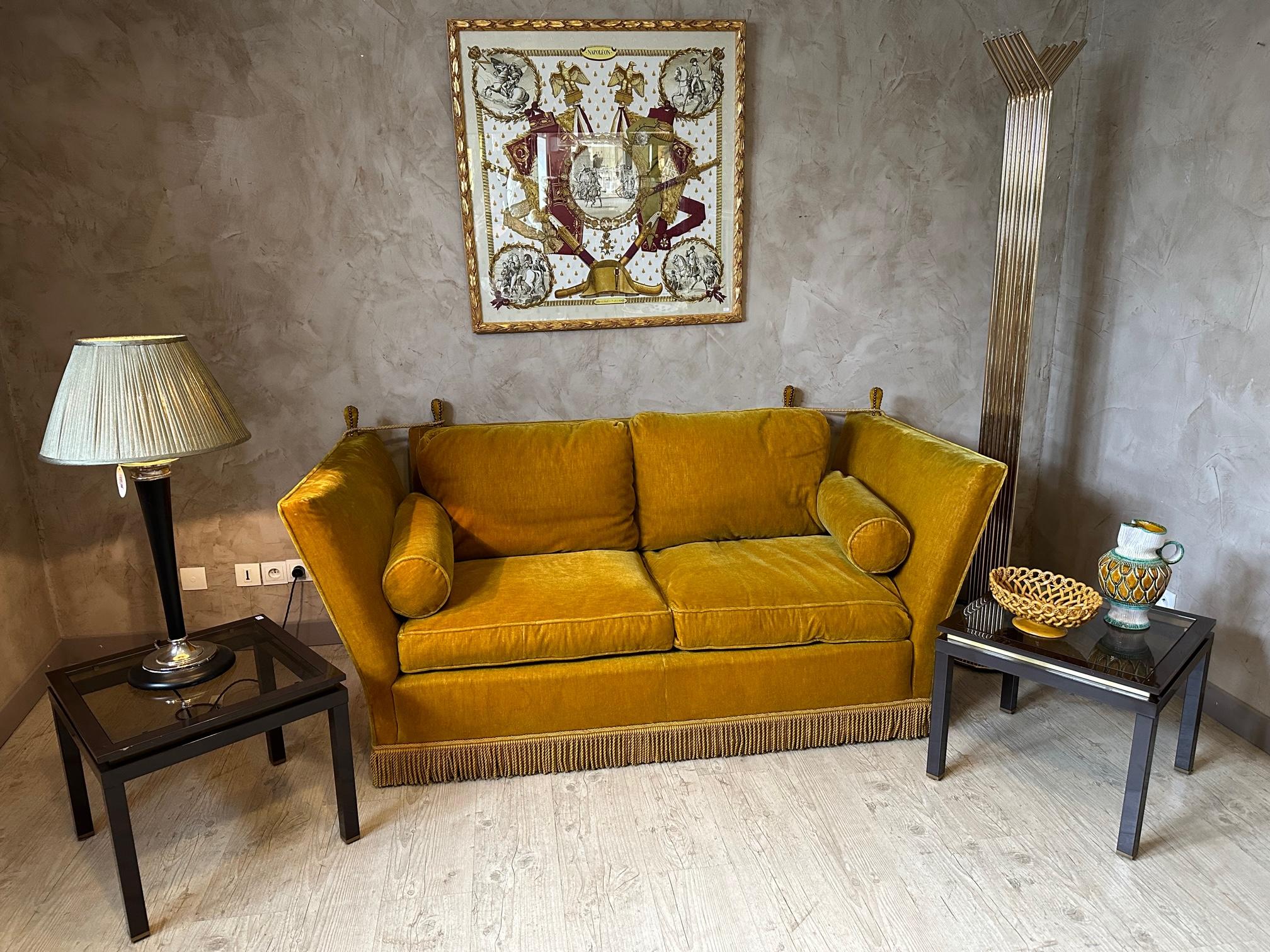 20th century Maison Jansen Golden Velvet Sofa, 1960s 3
