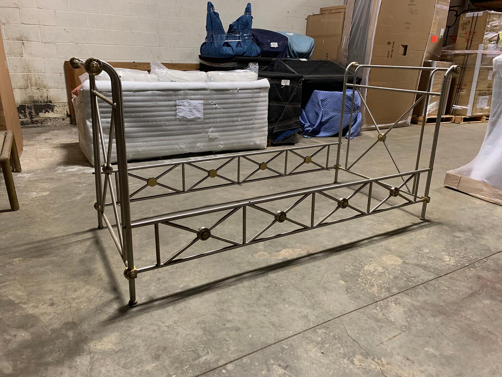 20th Century Maison Jansen Neoclassical Style Brass and Steel Daybed Frame For Sale 16