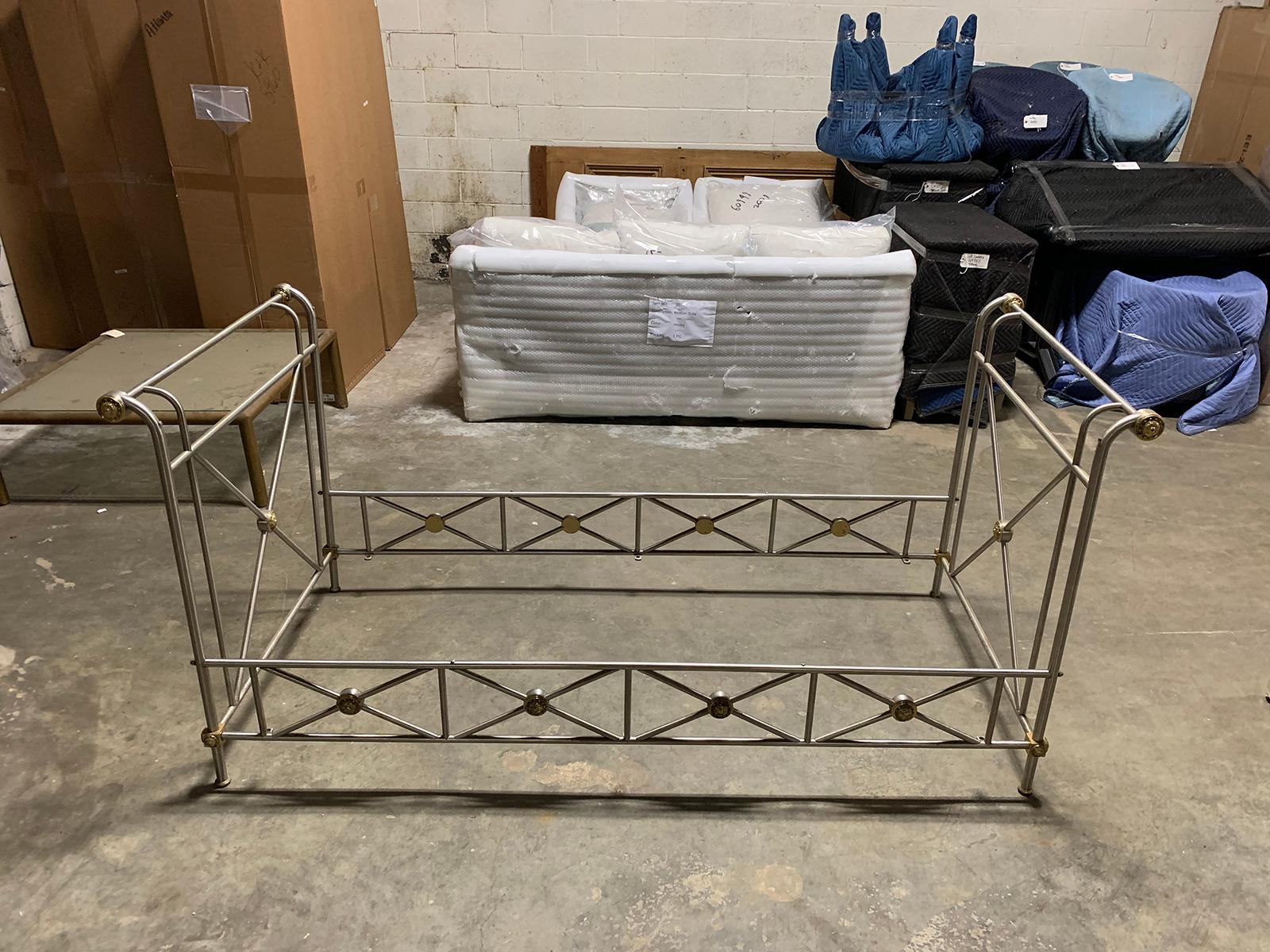 20th Century Maison Jansen Neoclassical Style Brass and Steel Daybed Frame For Sale 1