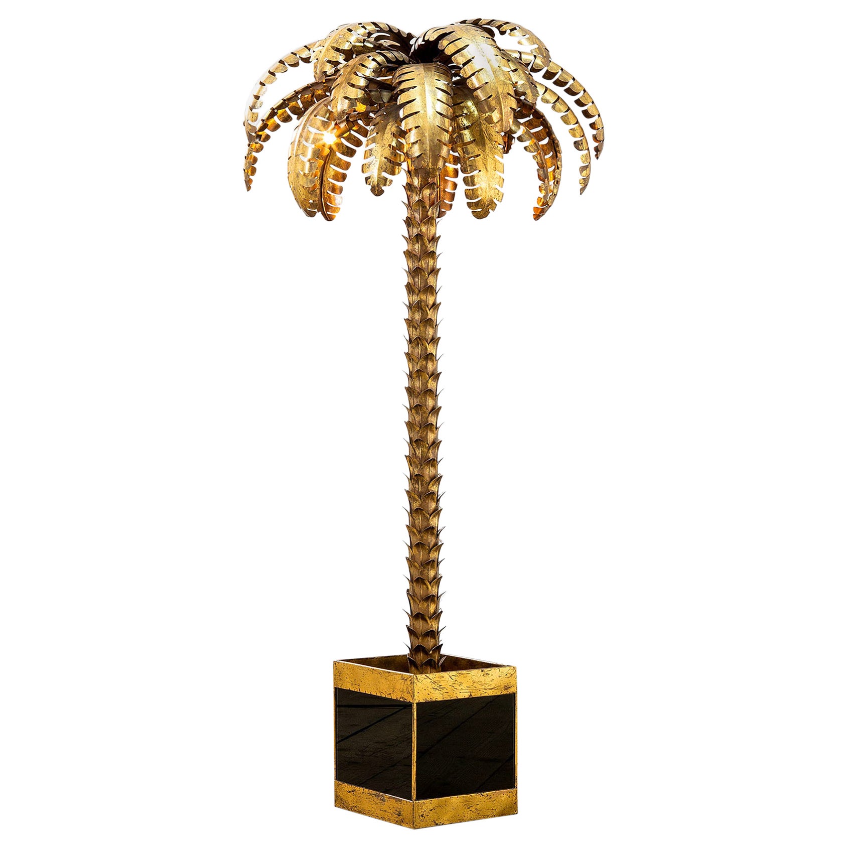 Lampadaire palmier en laiton du 20e siècle de la Maison Jansen, années 70