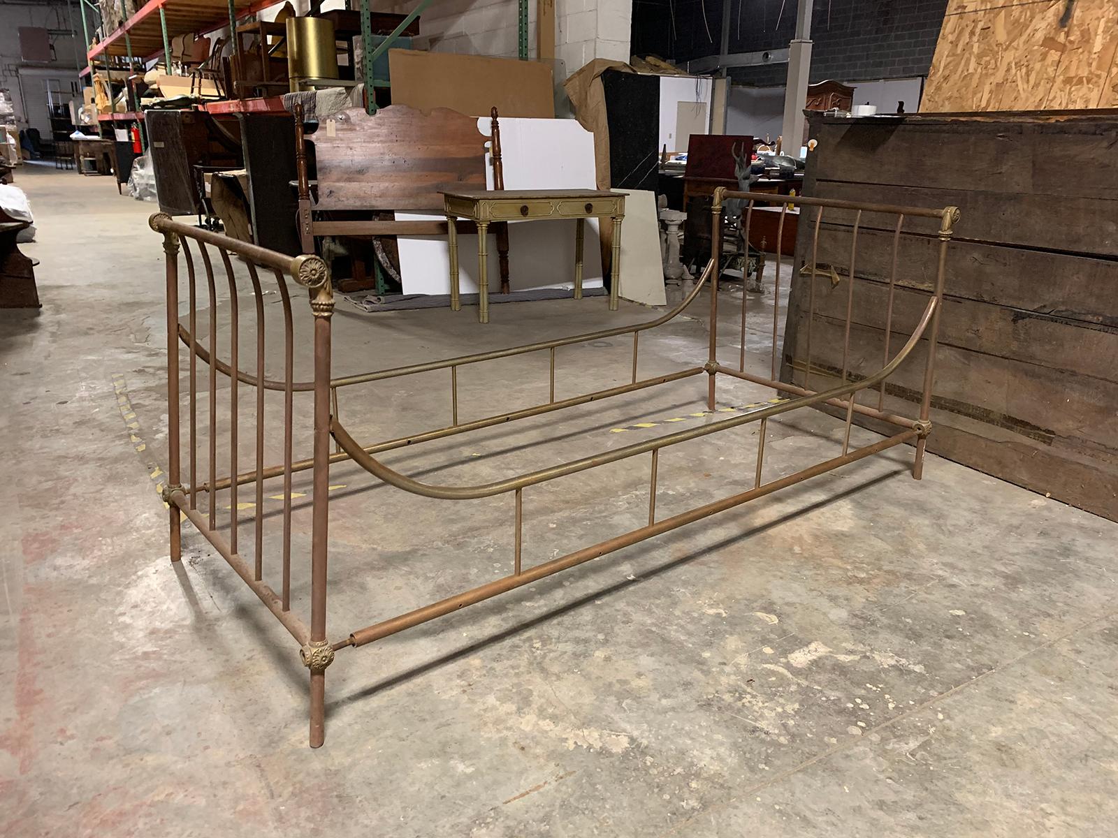 20th Century Maison Jansen Style Brass and Steel Daybed 1