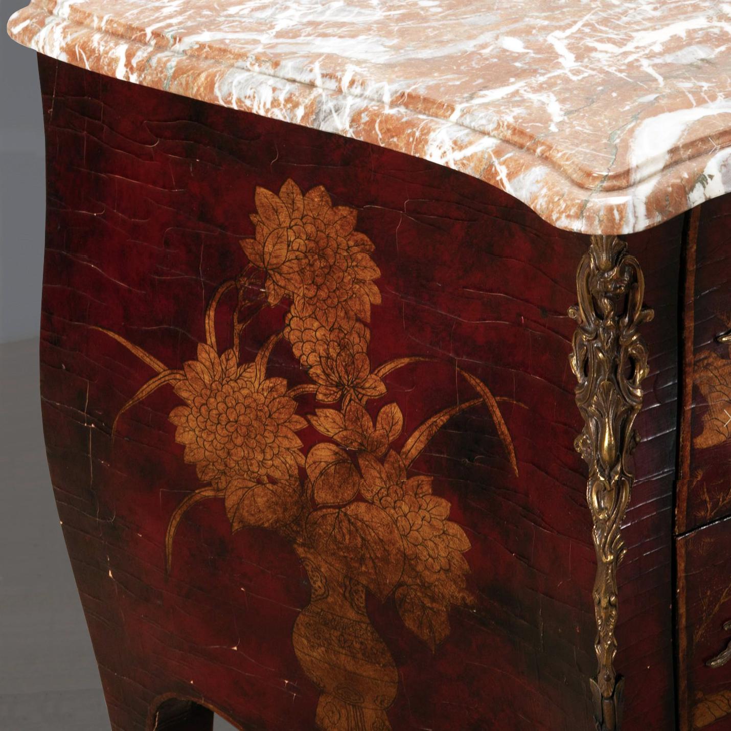 Lacquered 20th Century Maison Jansen Style Chinoiserie Commode For Sale