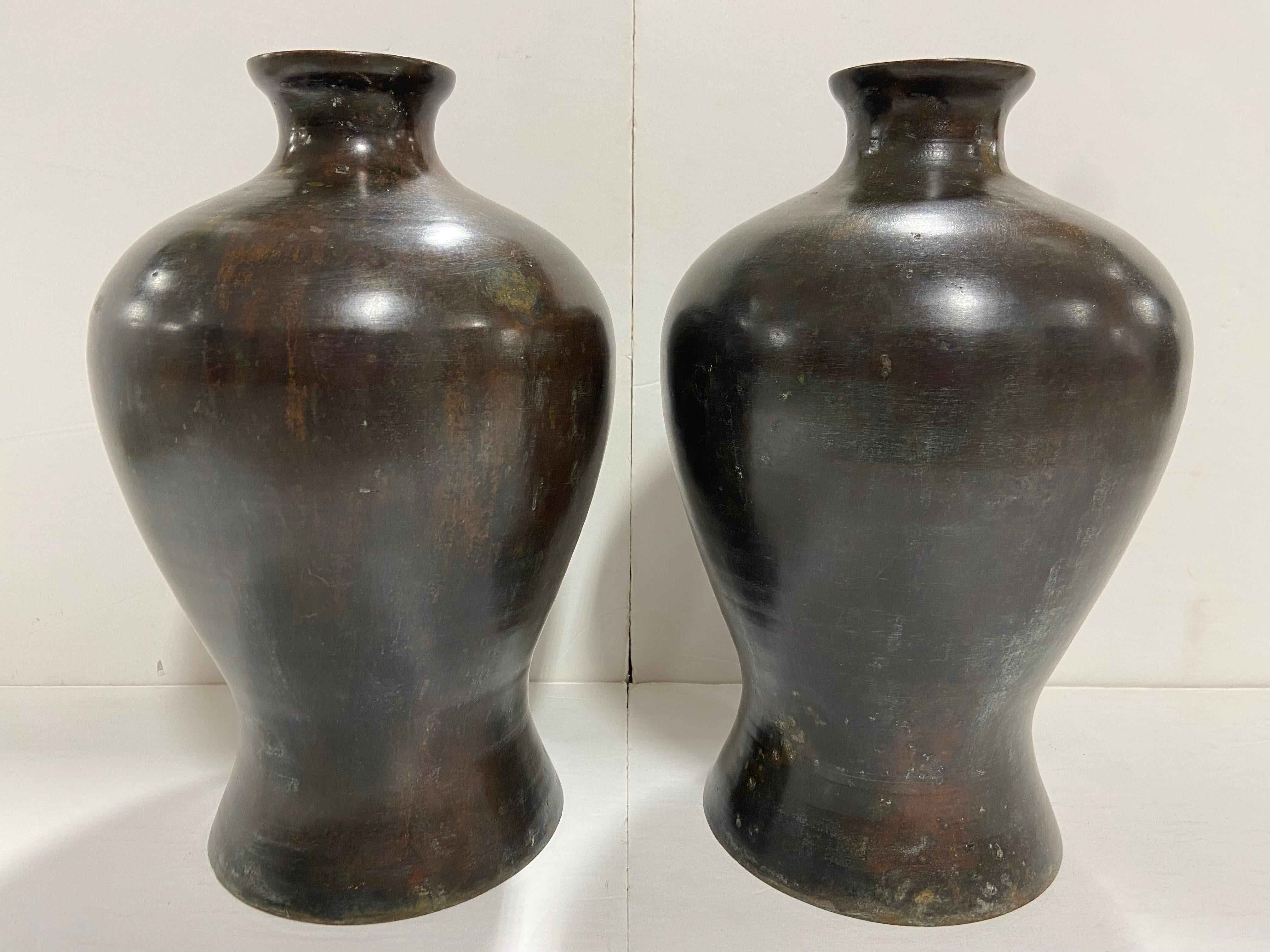 20th Century Maitland-Smith Meiji Style Bronze Vases Ginger Jar Shape, a Pair 1