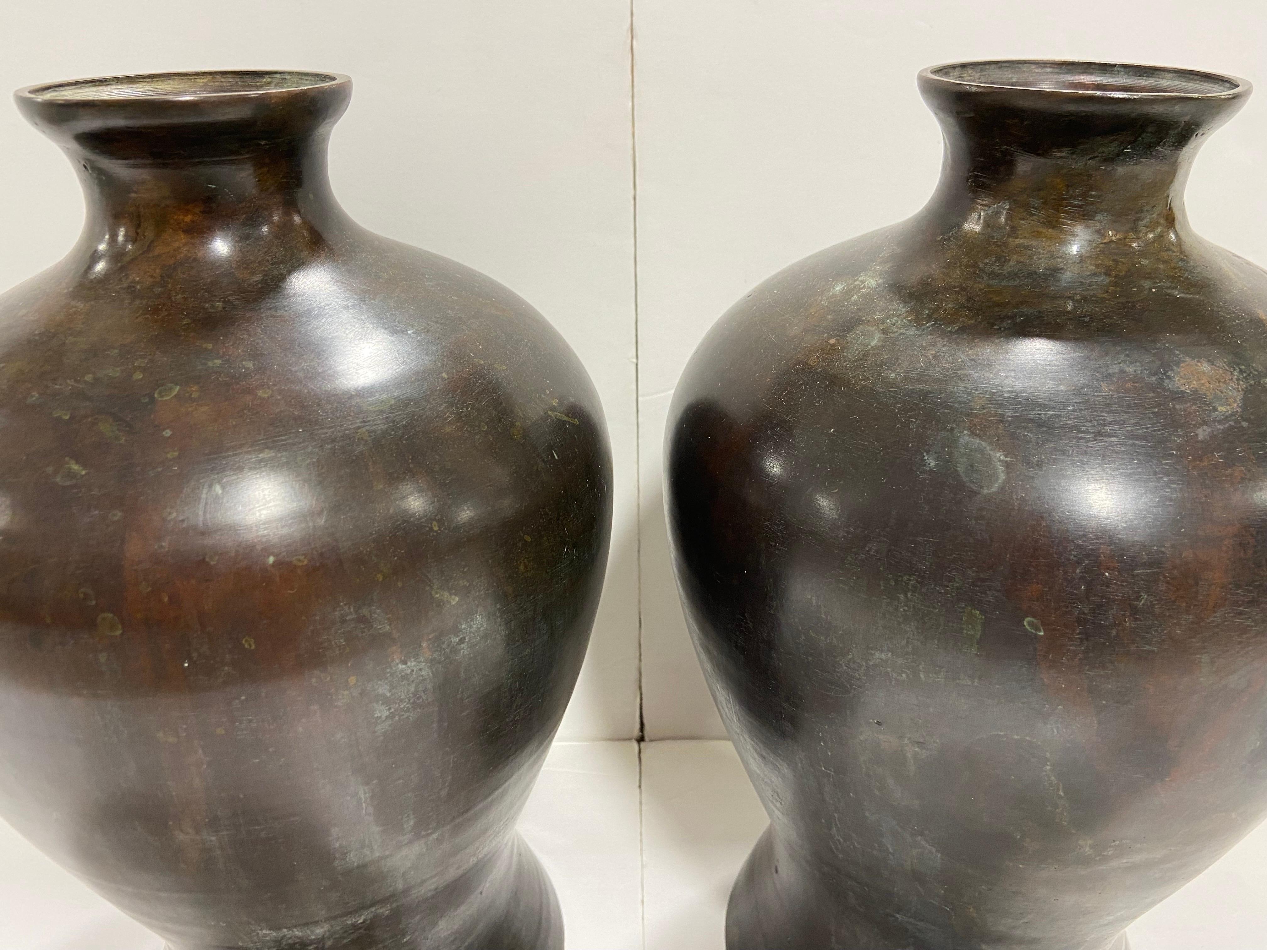 20th Century Maitland-Smith Meiji Style Bronze Vases Ginger Jar Shape, a Pair 2