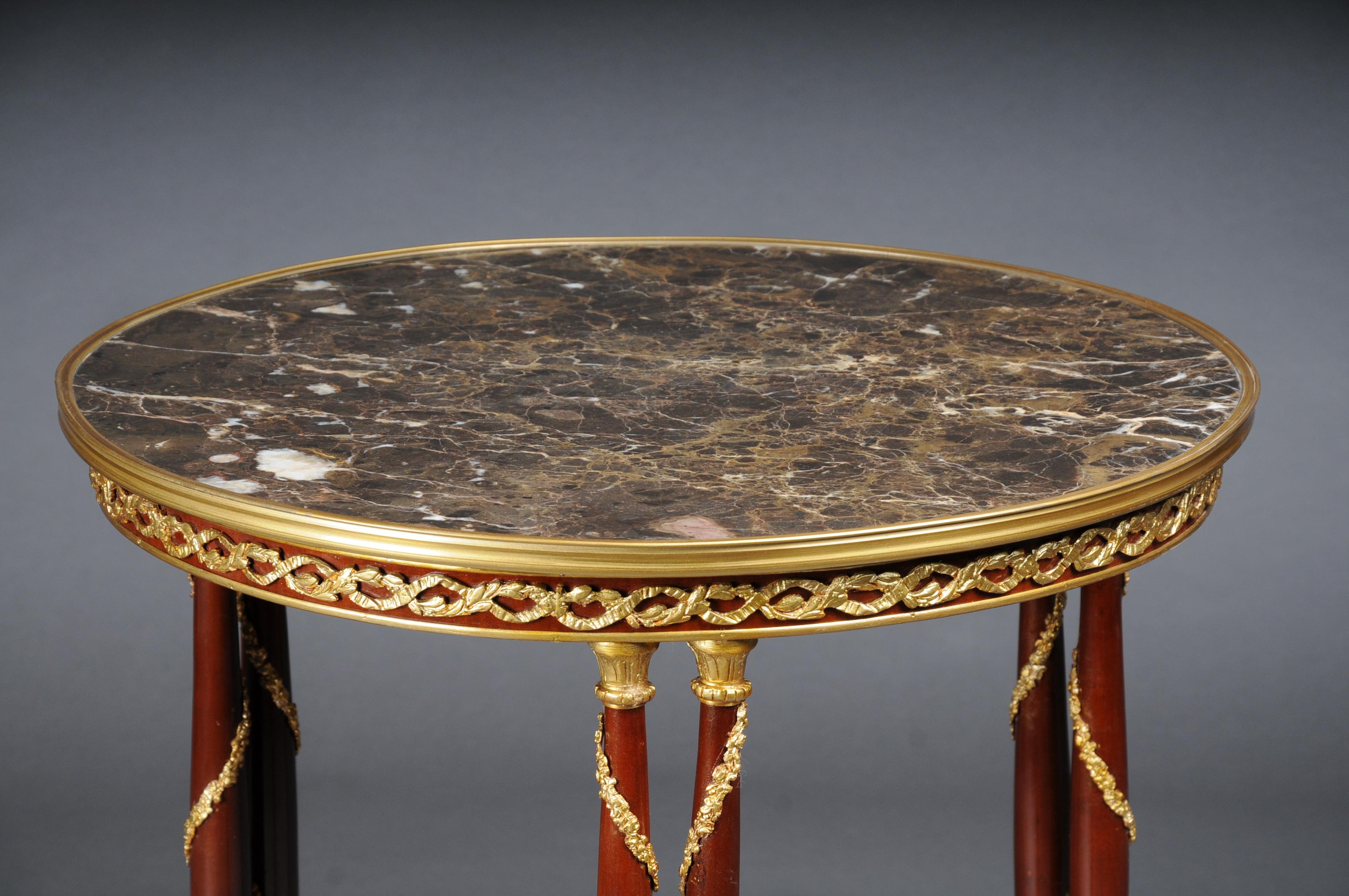 20th Century Majestic Empire Salon Table/Gueridon, Beechwood, Marble In Good Condition For Sale In Berlin, DE