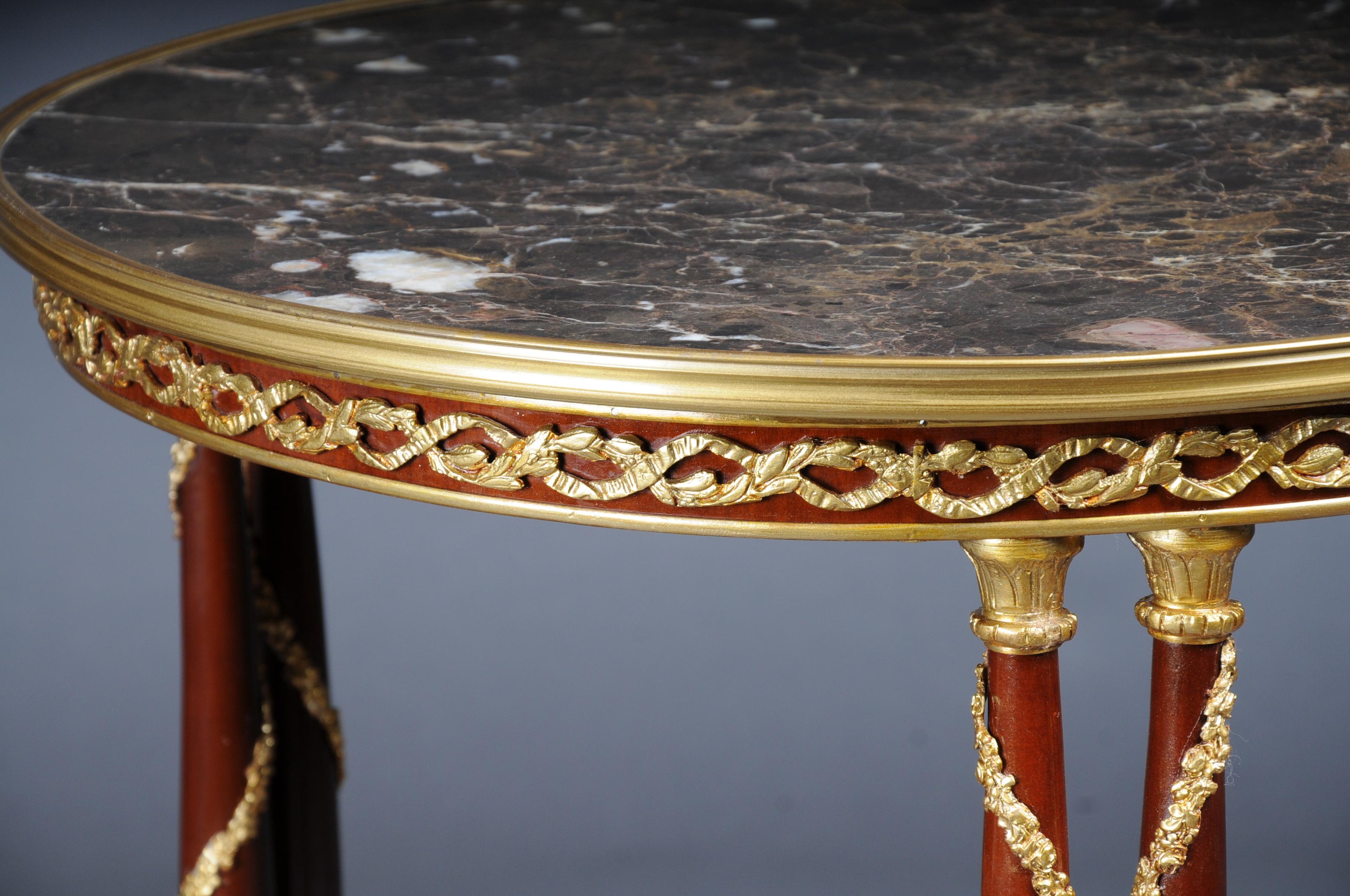 Brass 20th Century Majestic Empire Salon Table/Gueridon, Beechwood, Marble For Sale