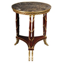 20th Century Majestic Empire Salon Table/Gueridon, Beechwood, Marble