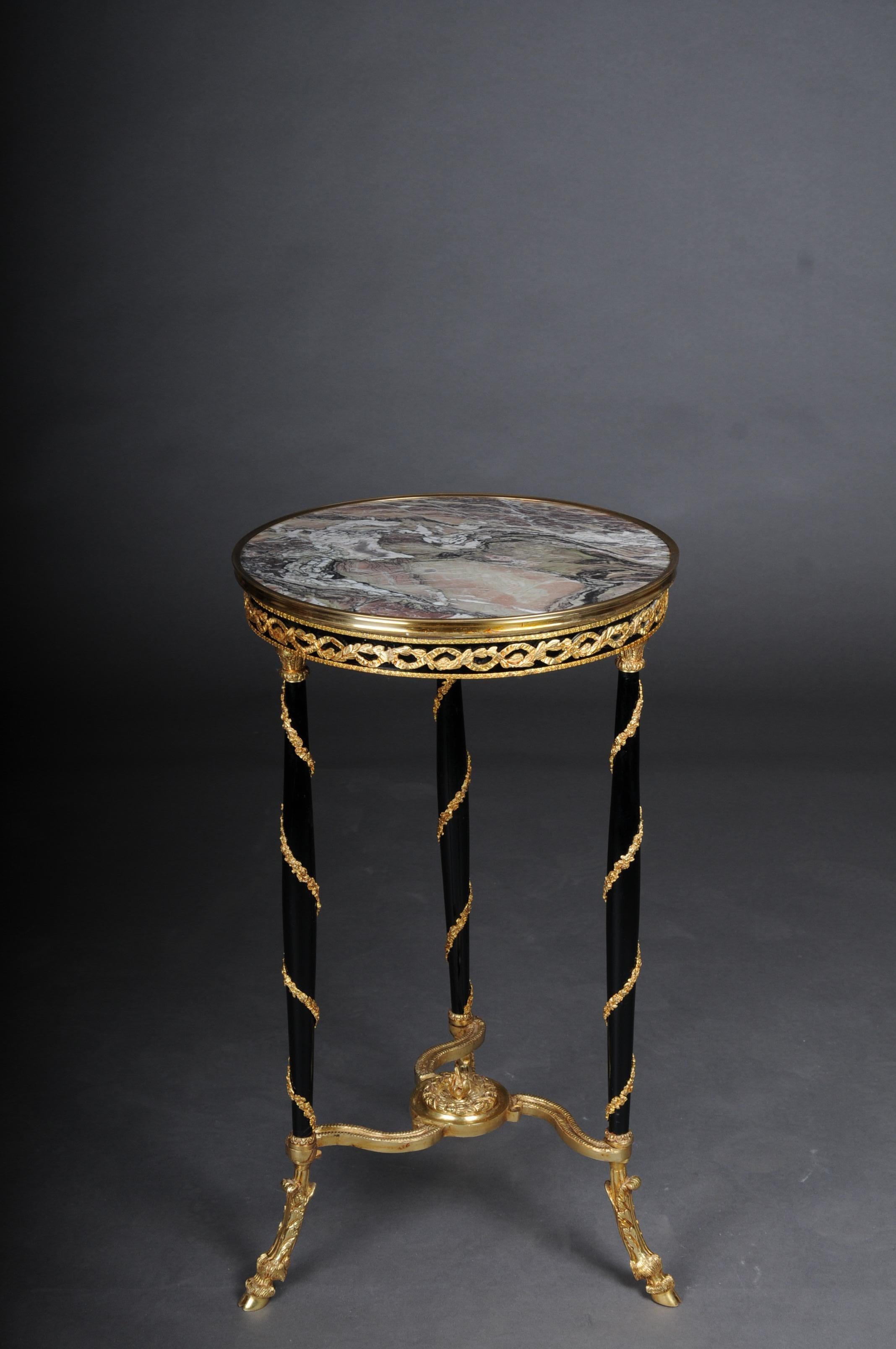 Ebonized 20th Century Majestic Empire Side Table/Gueridon, Marble, Round, Adam Weisweiler For Sale