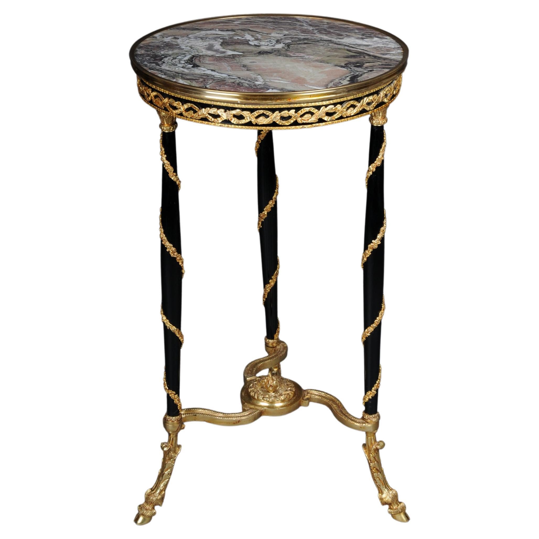 20th Century Majestic Empire Side Table/Gueridon, Marble, Round, Adam Weisweiler For Sale