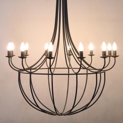 20th Century Majestic Large Iron Balloon Chandelier, 12 bulbs
