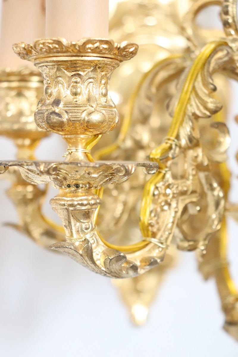 Paire d'appliques majestueuses en bronze doré du 20e siècle en vente 8