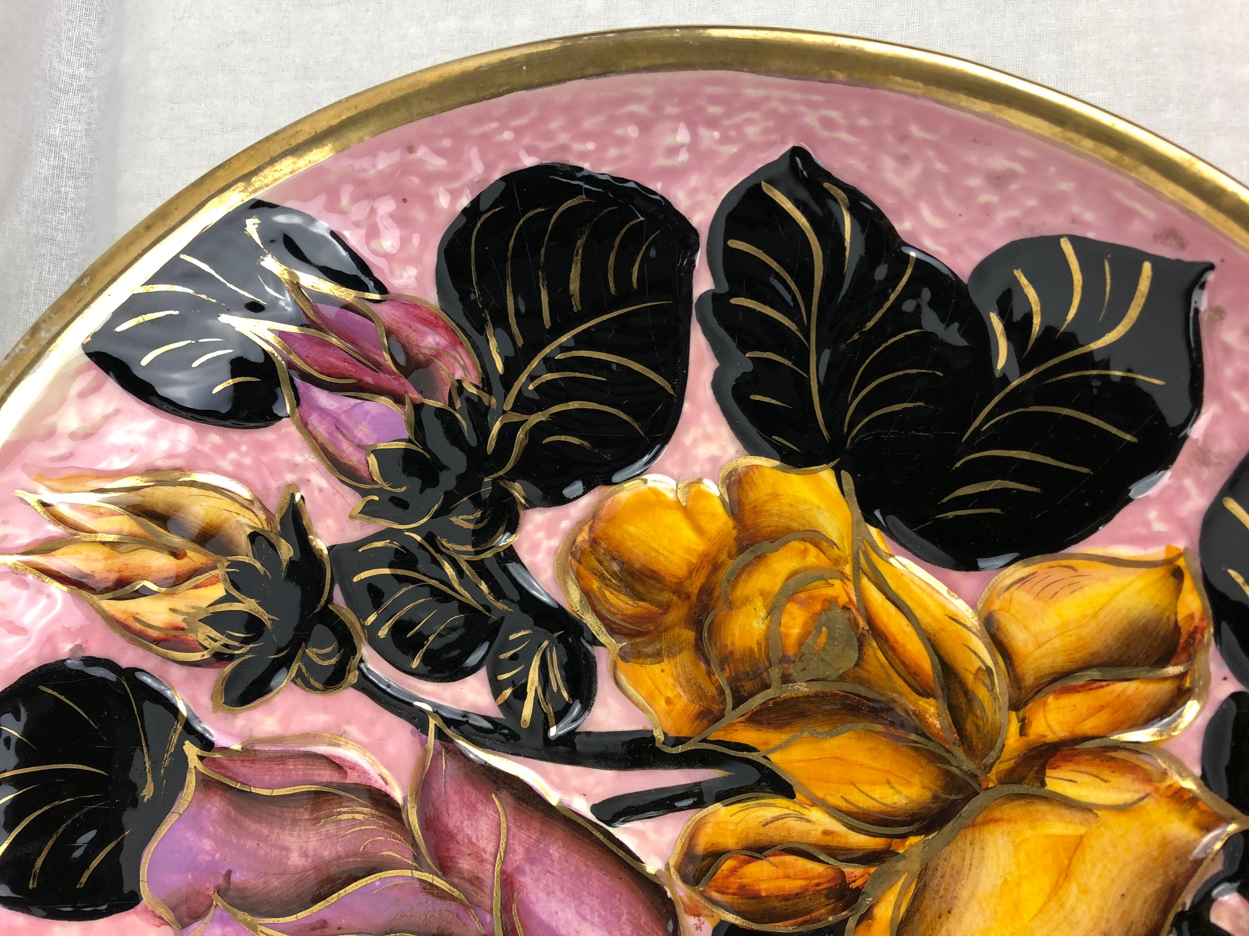 20th Century Majolica Floral Platter from Vallauris For Sale 1